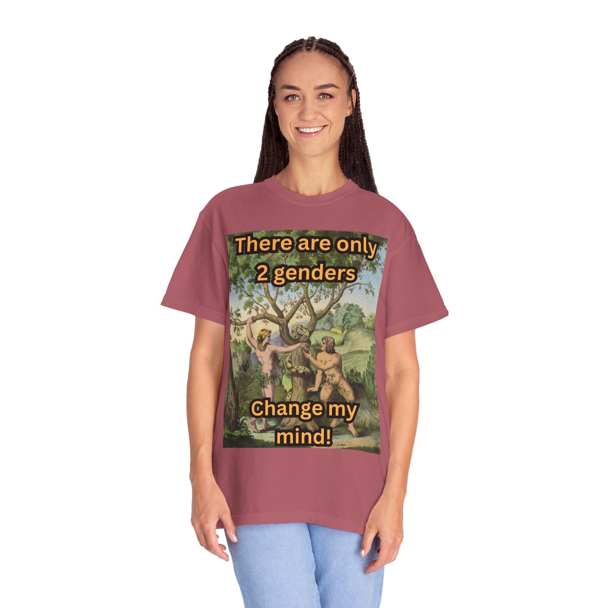 There Are Only 2 Genders T-Shirt – Adam & Eve Cross Christian Tee for Bold Faith Printify