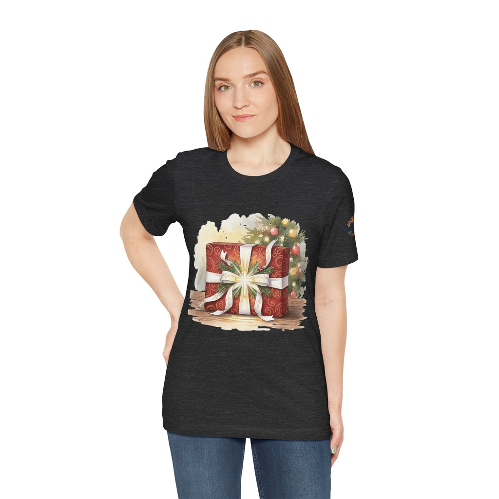 The Greatest Gift T-shirt – Cross Bow Present Christian T-shirt for Christmas Salvation & Eternal Faith Printify