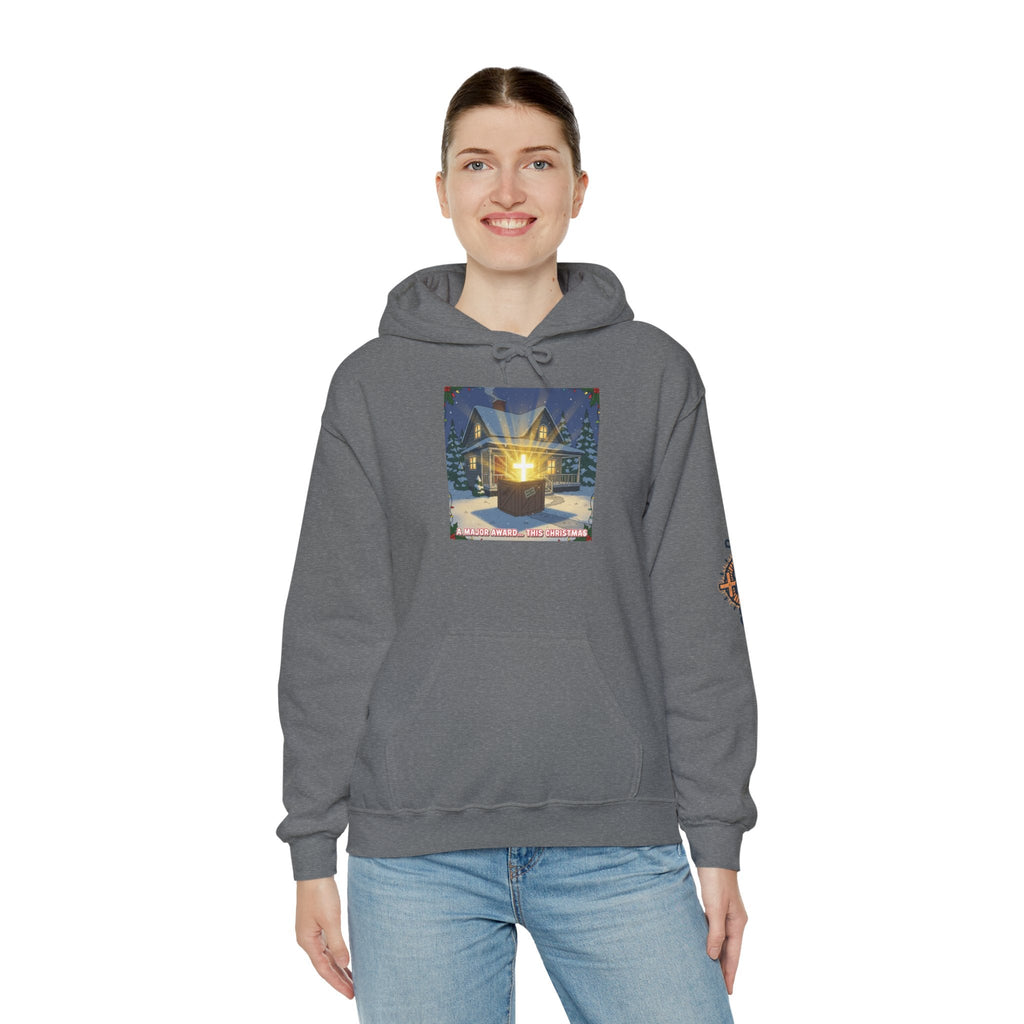 A Major Award This Christmas Hoodie – Fragile Leg Lamp Parody Cross Unboxing Christian Sweatshirt for Hilarious Faith & Holiday Glow Printify