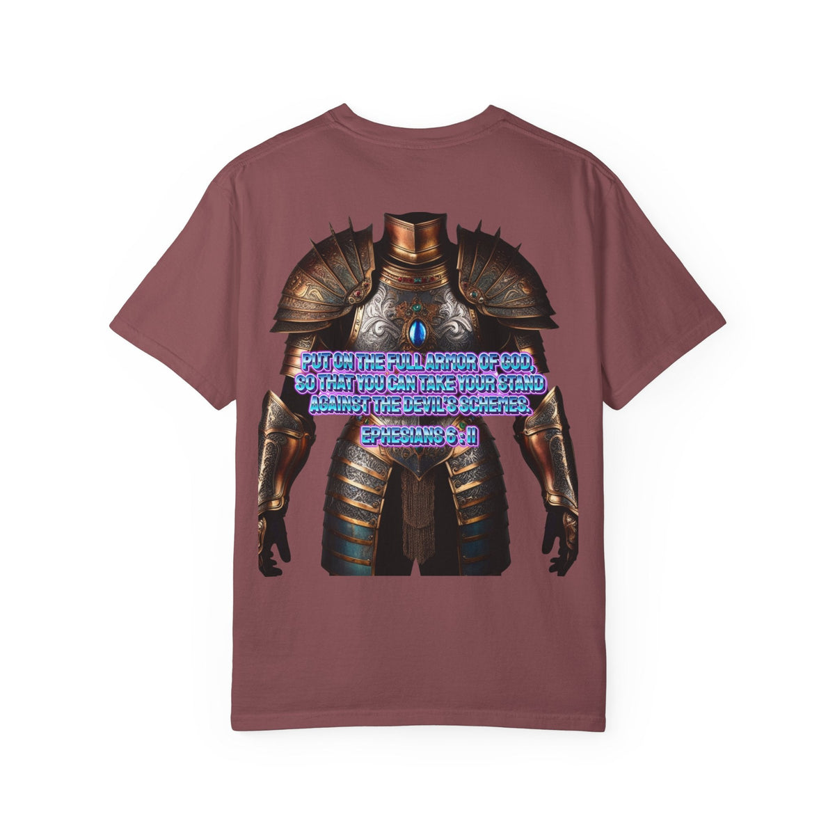 Religious Graphic Tee with Armor Of God Design - Unisex Garment-Dyed T-shirt Printify