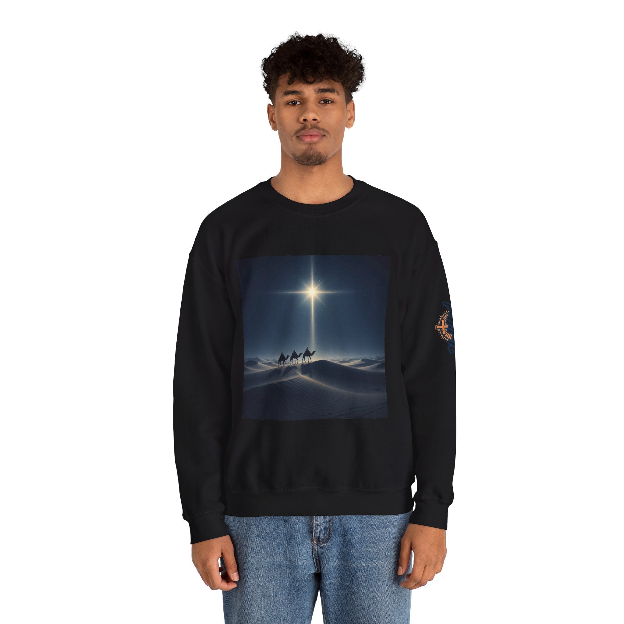 3 Wise Men Sweatshirt – Magi Camels Nativity Journey Christian Christmas Sweatshirt for Epiphany Faith & Holy Night Printify