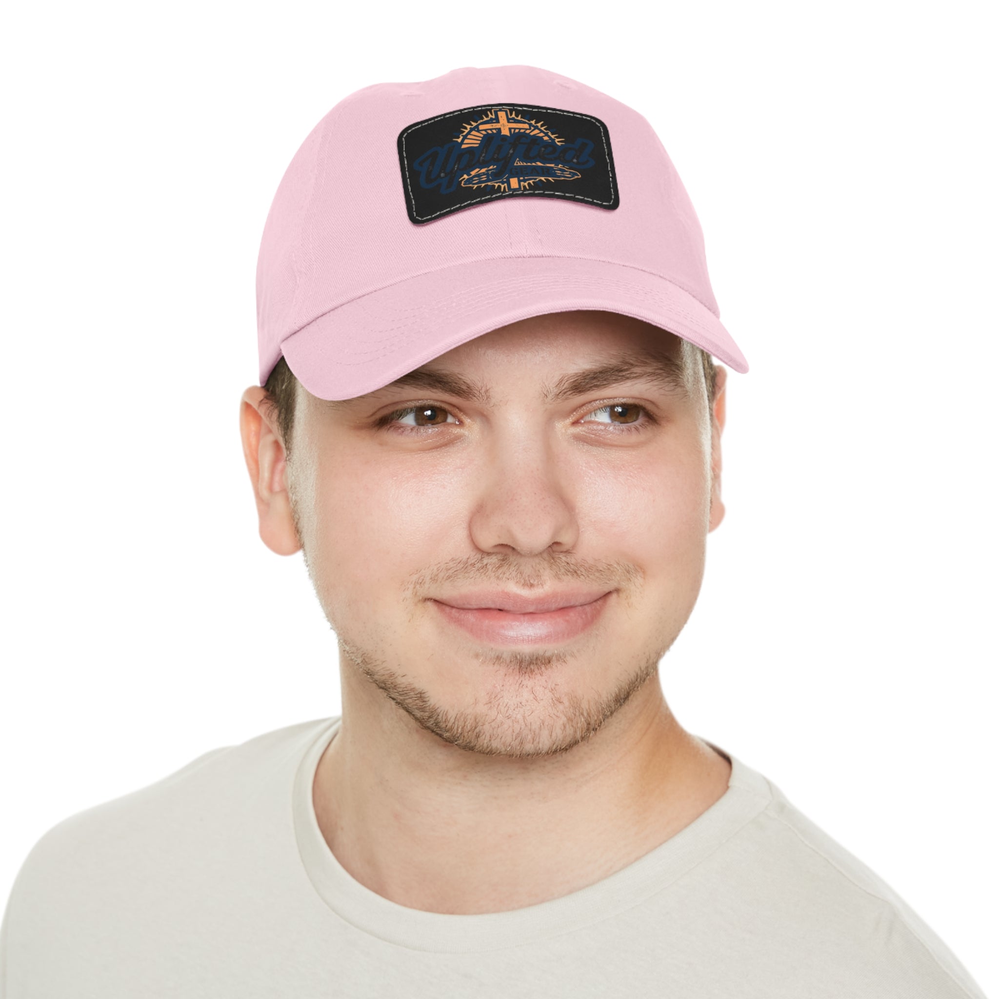 Uplifted Gear Leather Patch Dad Hat — Vintage Aviation Logo Cap Printify