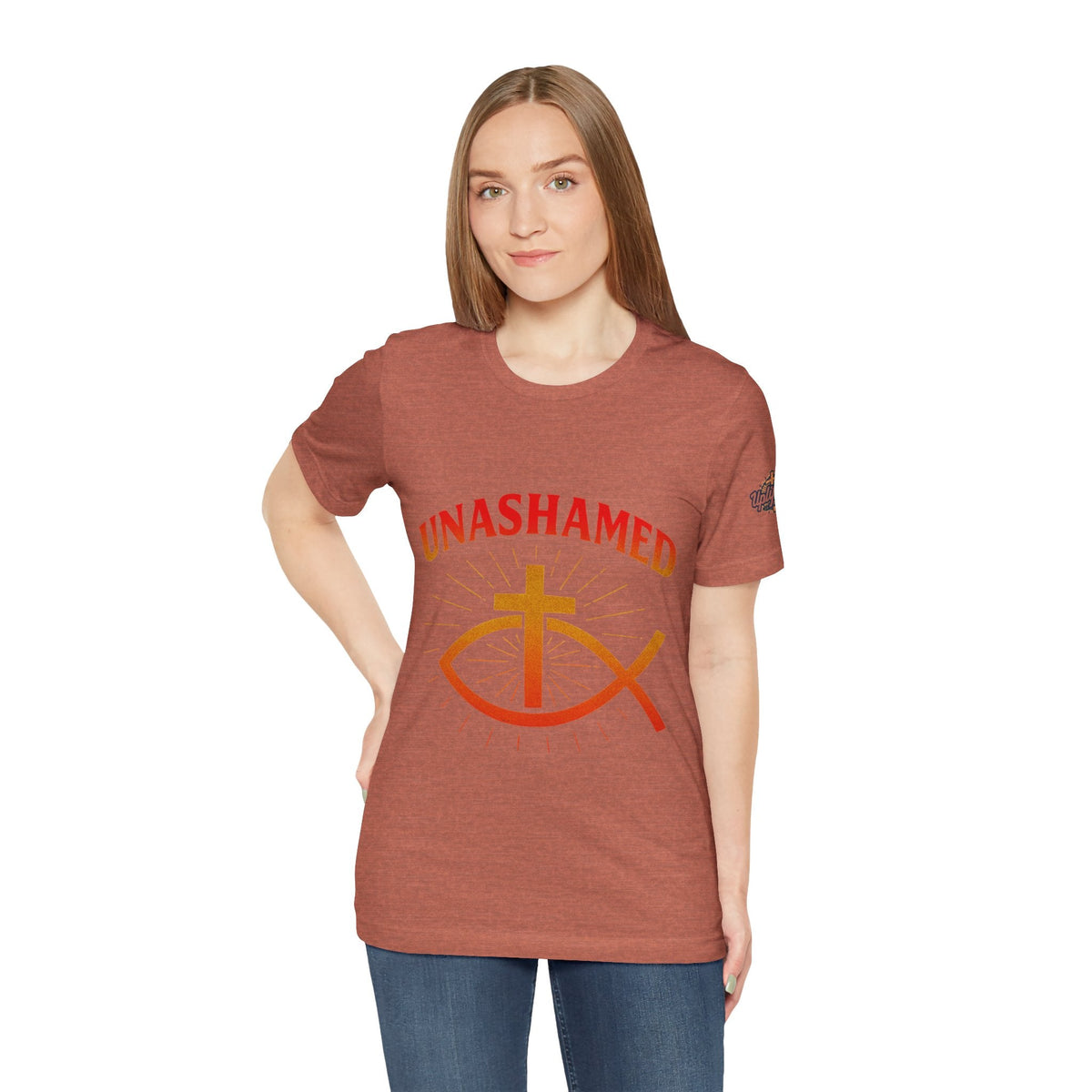 Unashamed T-shirt – Ichthys Jesus Fish & Cross Christian T-shirt for Romans 1:16 Bold Faith Printify