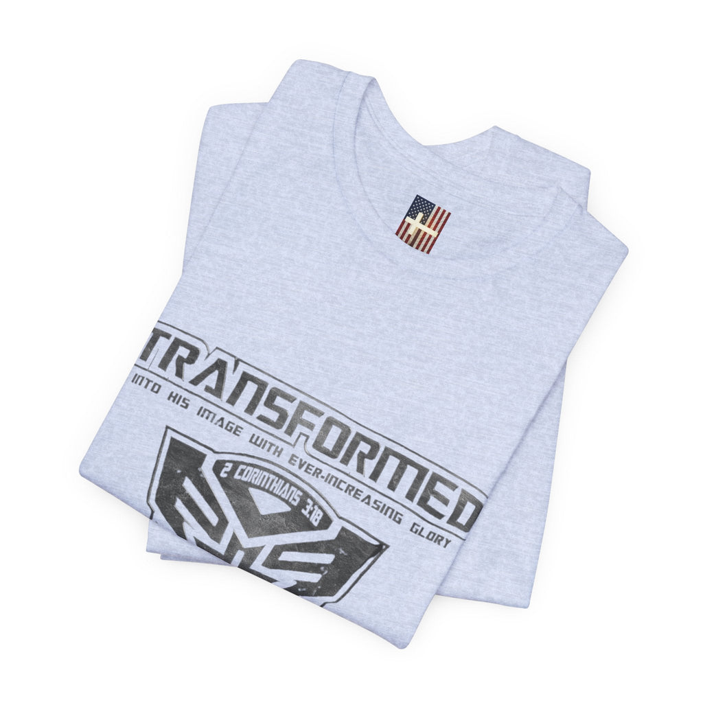 Transformer Logo Christian T-shirt | 2 Corinthians 3:18 Bible Verse T-shirt Printify