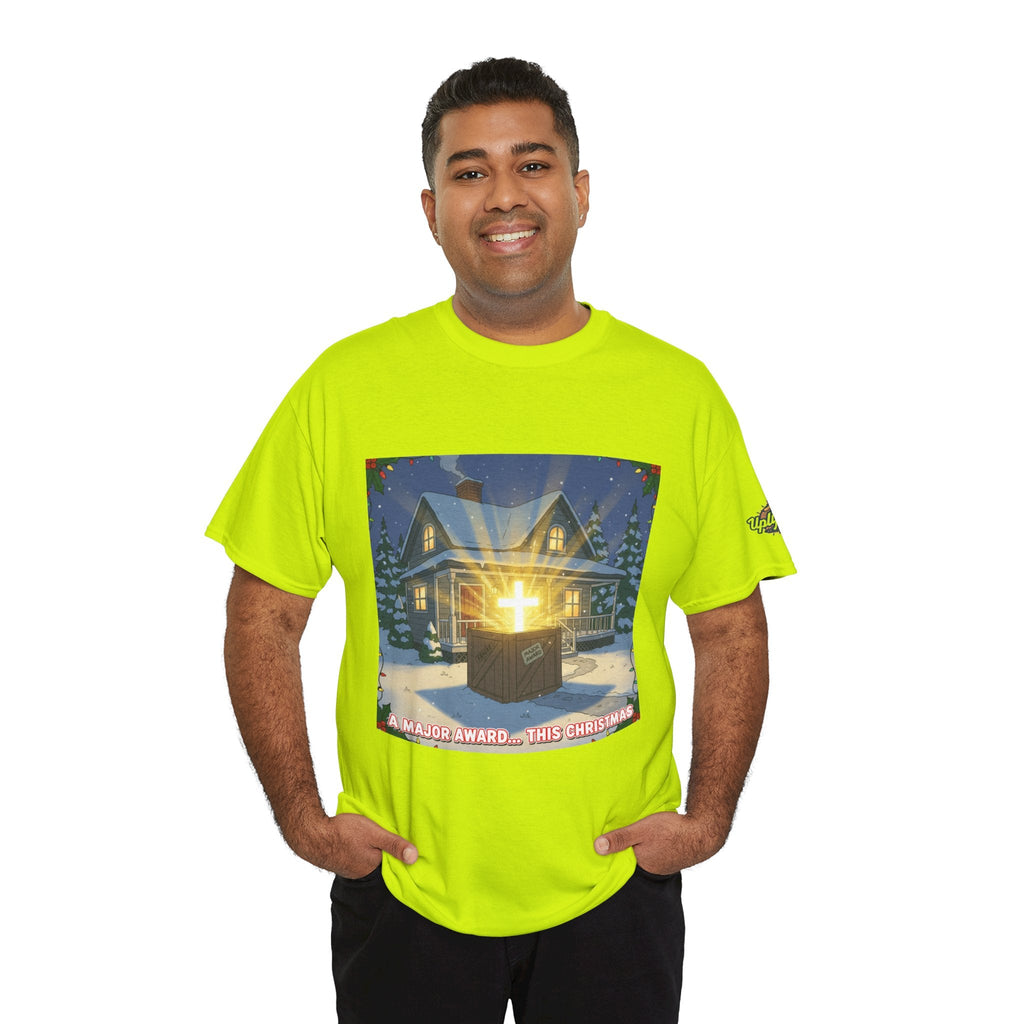 A Major Award This Christmas T-shirt – Fragile Leg Lamp Parody Cross Unboxing Christian T-shirt for Hilarious Faith & Holiday Glow Printify