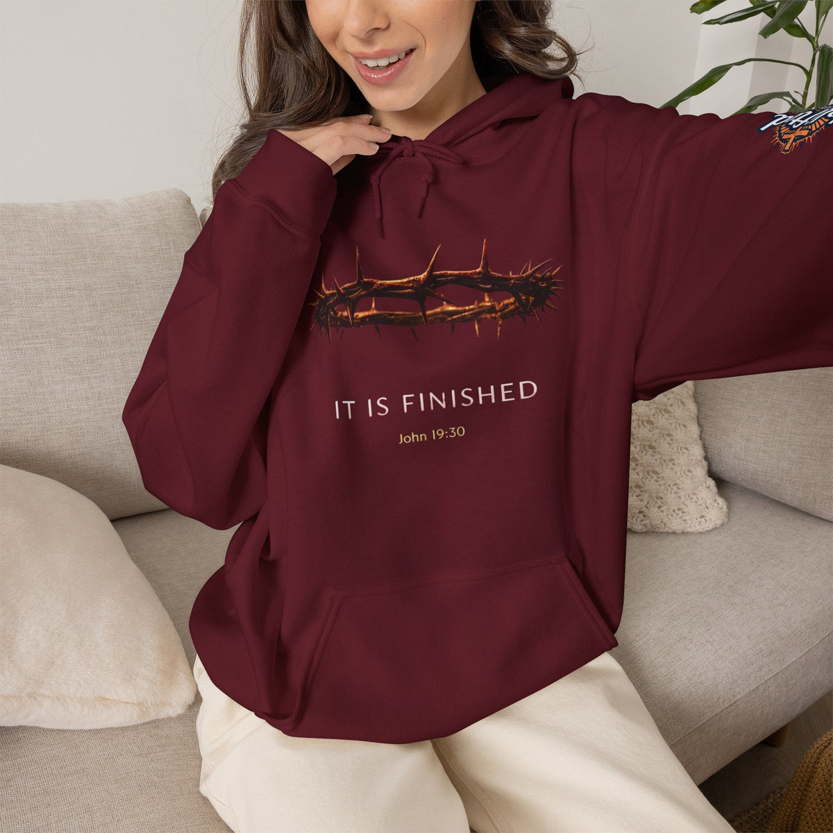 It Is Finished Crown of Thorns Hoodie — Christian John 19:30 Faith Hoodie Printify