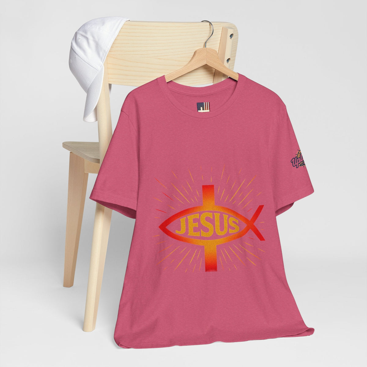 Jesus Ichthys T-shirt – Christian Fish Symbol with Cross & Jesus Inscription T-shirt for Eternal Faith & Streetwear Printify