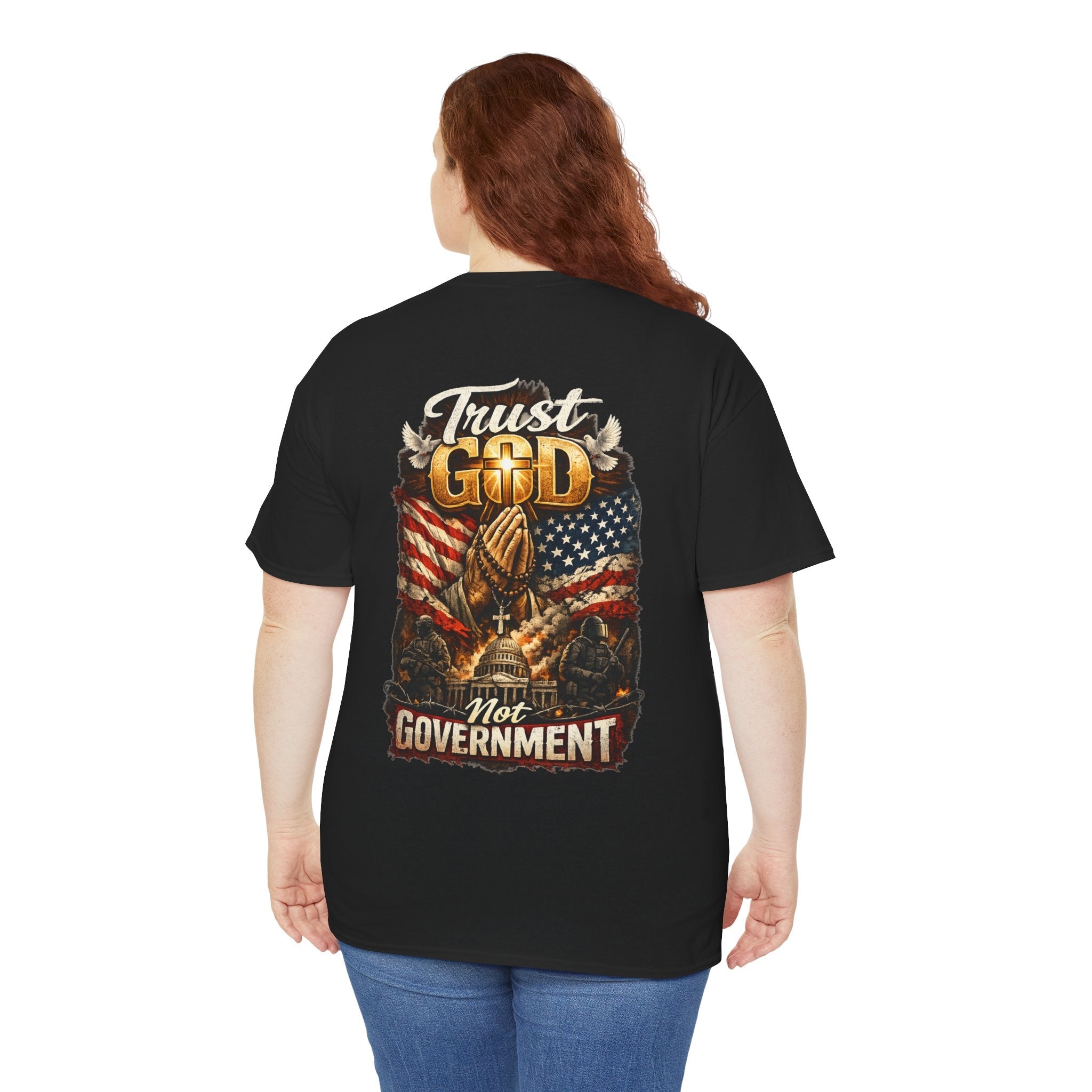 Trust God Not Government T-Shirt — Vintage Patriotic Christian Tee Printify