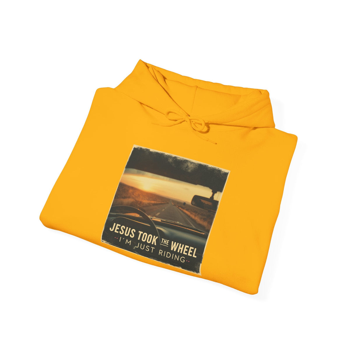 Jesus Took the Wheel I'm Just Riding Hoodie – Funny Christian Convertible Car Sweatshirt for Surrendered Faith & Humor Printify