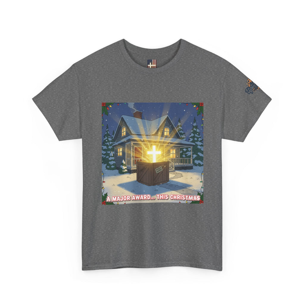 A Major Award This Christmas T-shirt – Fragile Leg Lamp Parody Cross Unboxing Christian T-shirt for Hilarious Faith & Holiday Glow Printify