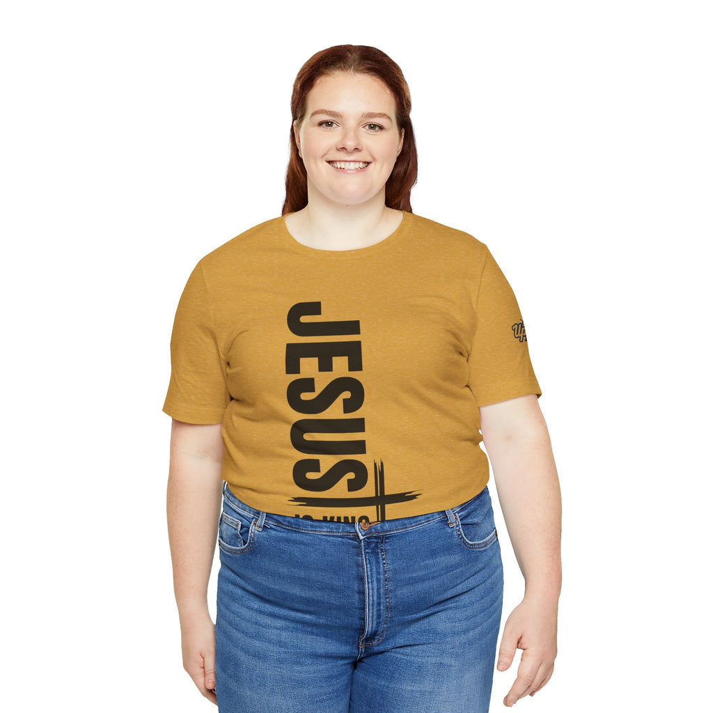 Jesus Is King T-shirt | Modern Typographic Cross Christian T-shirt Printify