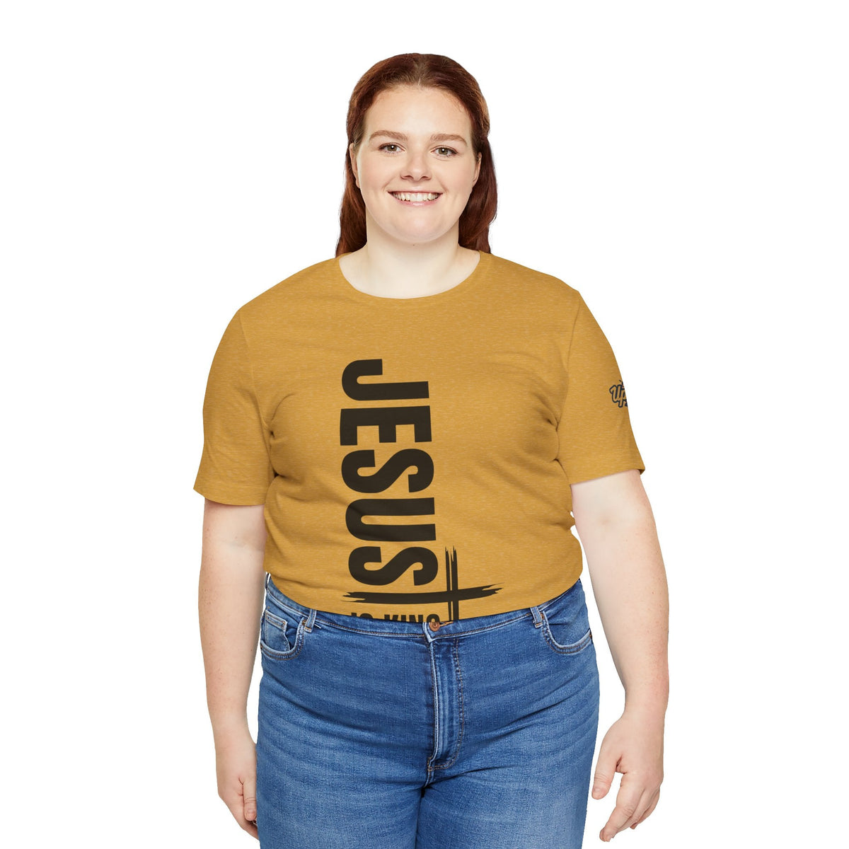 Jesus Is King T-shirt | Modern Typographic Cross Christian T-shirt Printify
