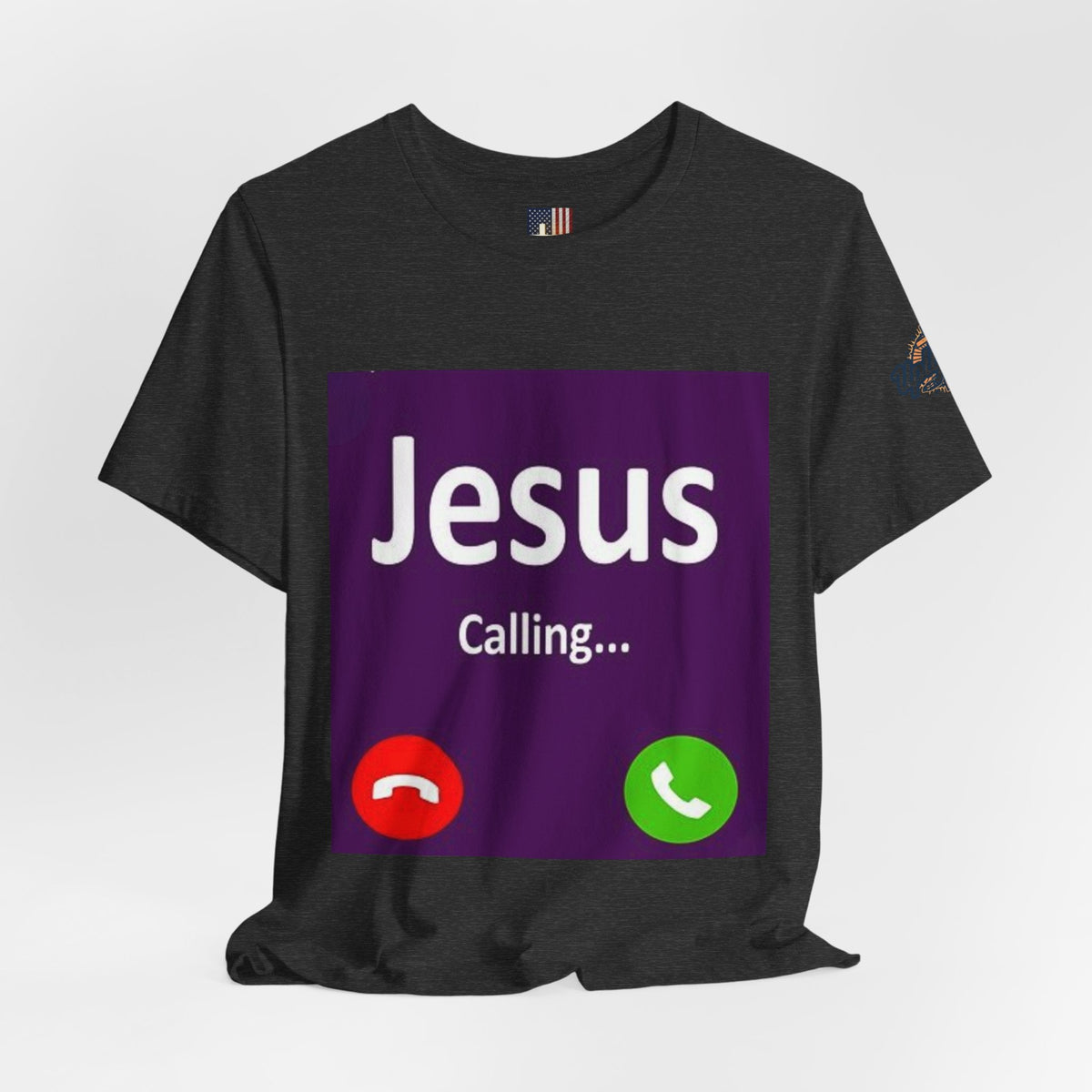 Jesus Calling T-shirt – Funny Cell Phone Screen Christian T-shirt for Divine Connection & Faith Humor Printify