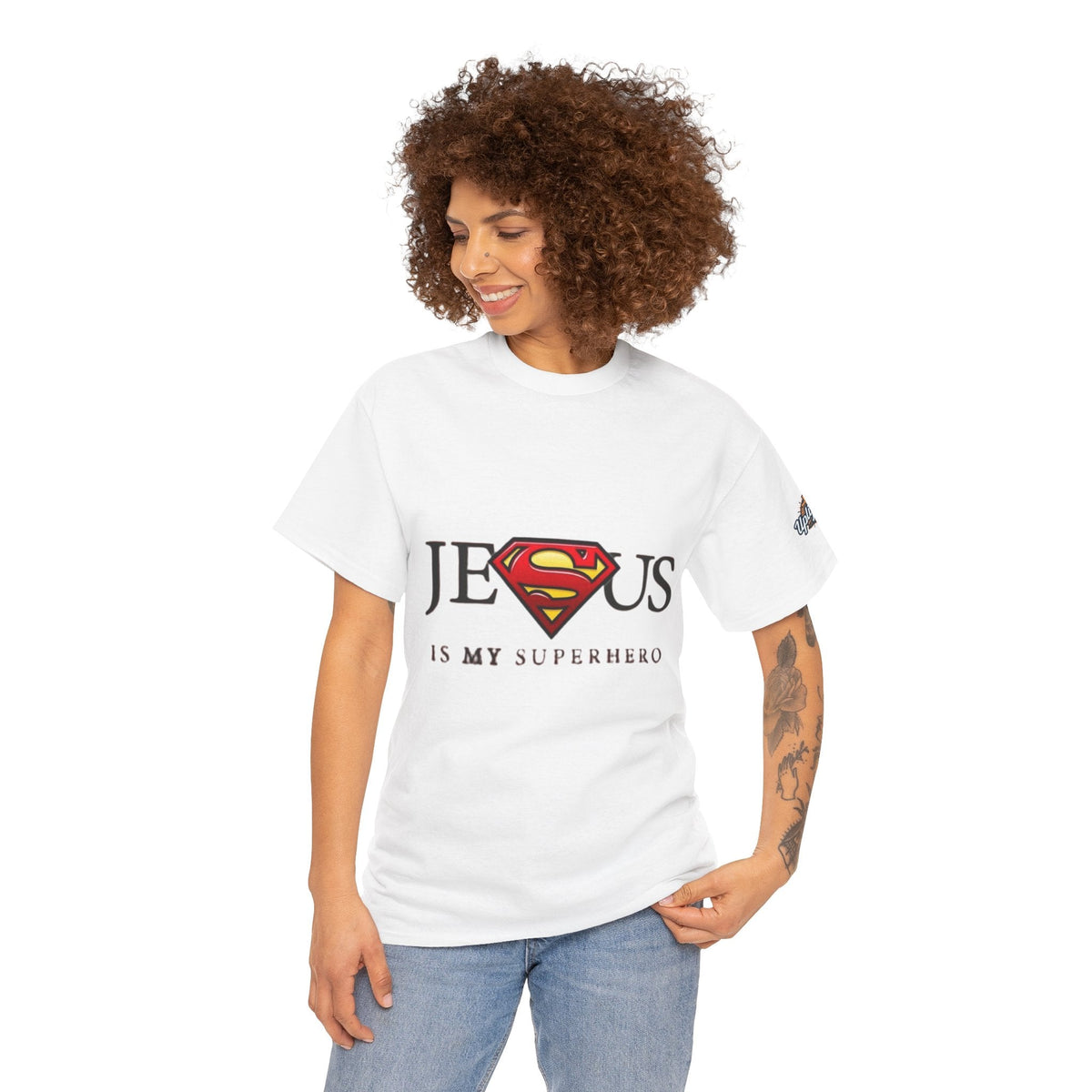 Jesus Is My Superhero T-Shirt — Faith-Based Superman-Inspired Tee Printify