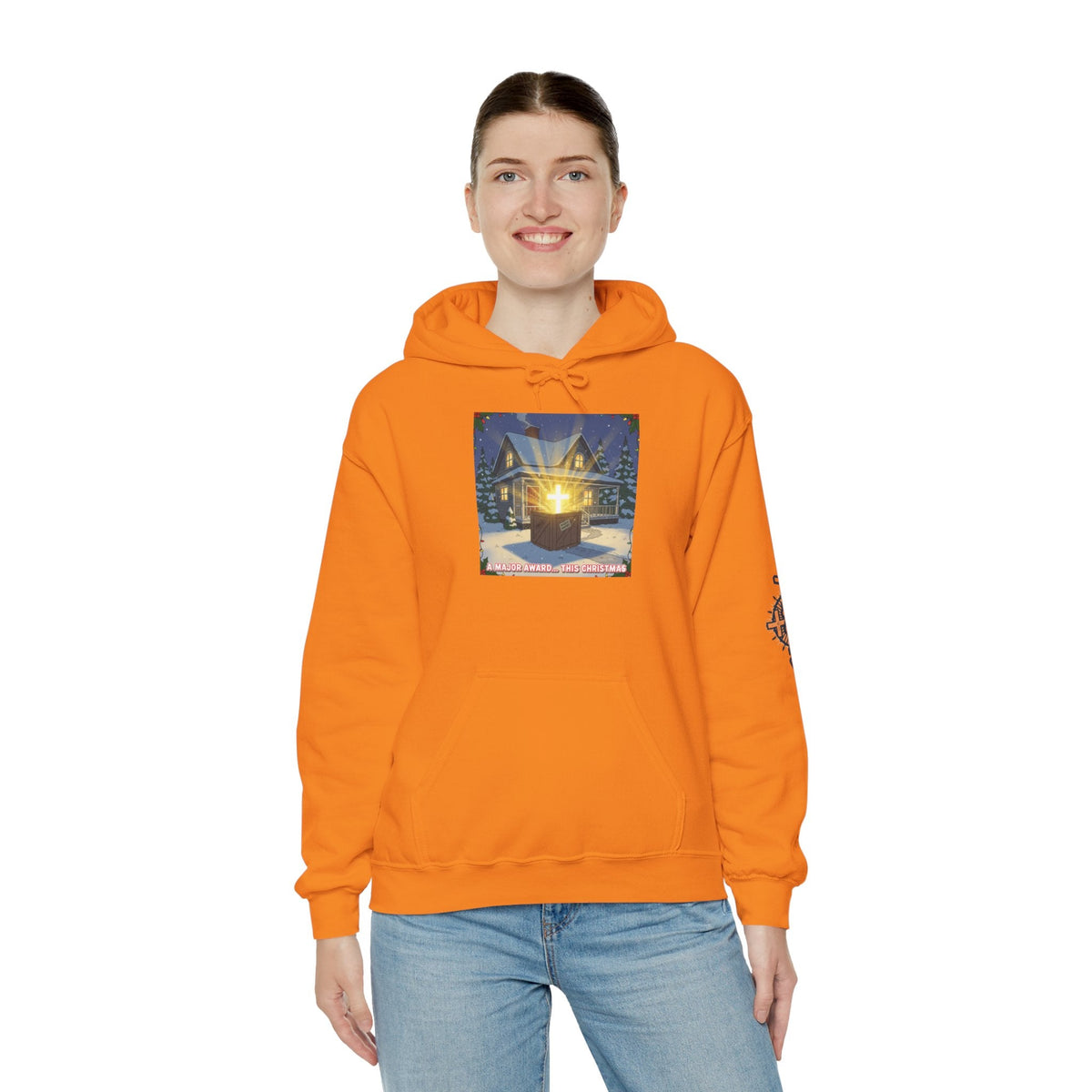 A Major Award This Christmas Hoodie – Fragile Leg Lamp Parody Cross Unboxing Christian Sweatshirt for Hilarious Faith & Holiday Glow Printify