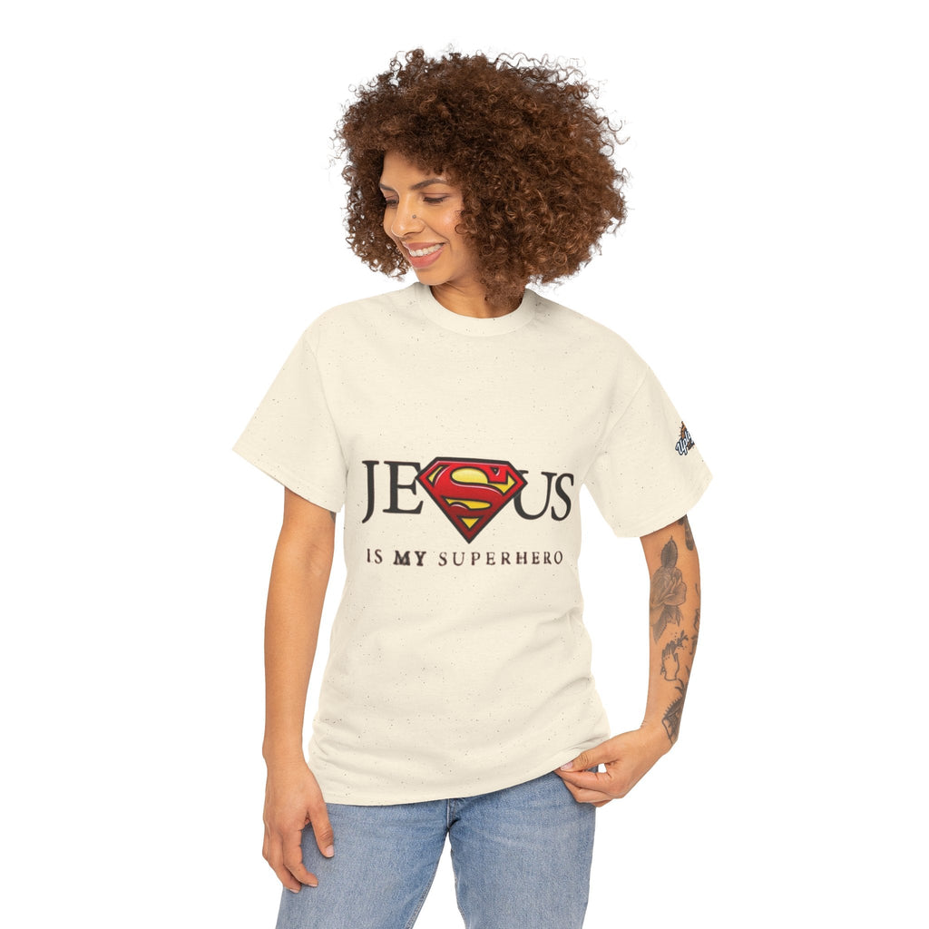 Jesus Is My Superhero T-Shirt — Faith-Based Superman-Inspired Tee Printify