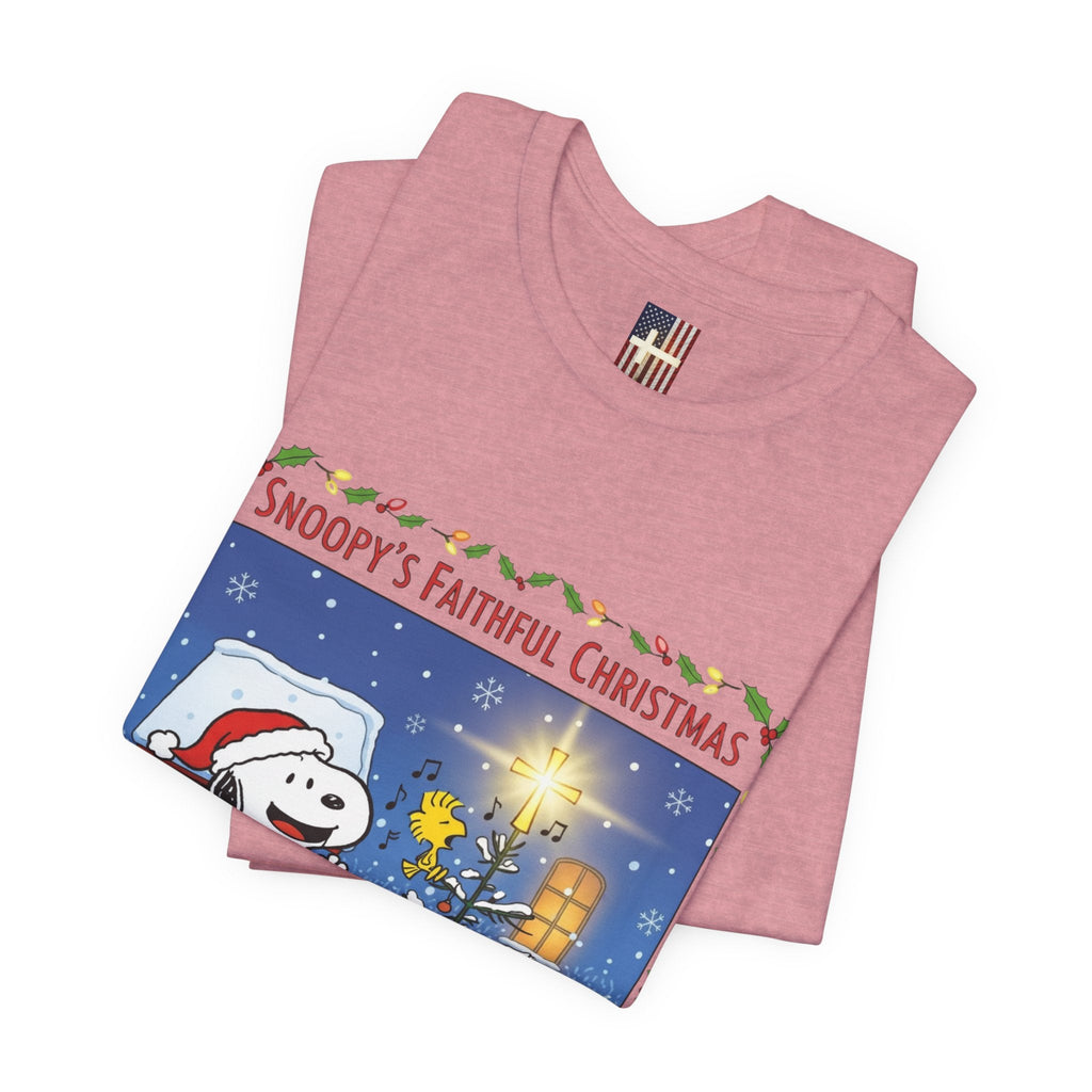 🎄 Faithful Christmas Friends – Christian Holiday T-Shirt | Festive Tree & Cartoon Duo | Heartwarming Christmas Tee by Uplifted Gear Printify