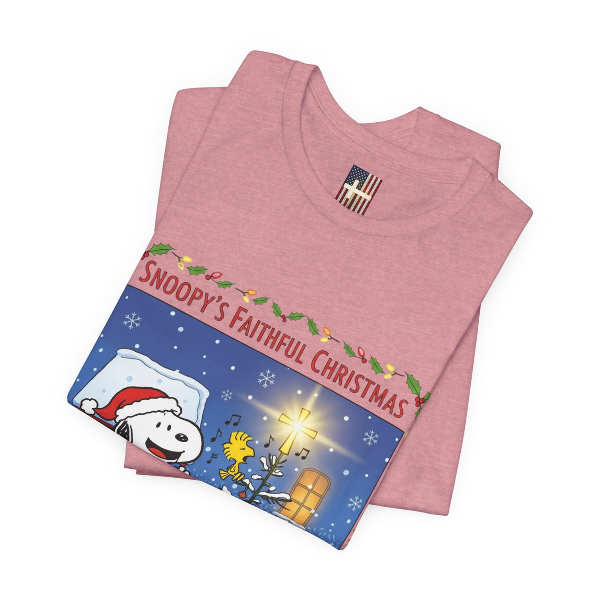 🎄 Faithful Christmas Friends – Christian Holiday T-Shirt | Festive Tree & Cartoon Duo | Heartwarming Christmas Tee by Uplifted Gear Printify