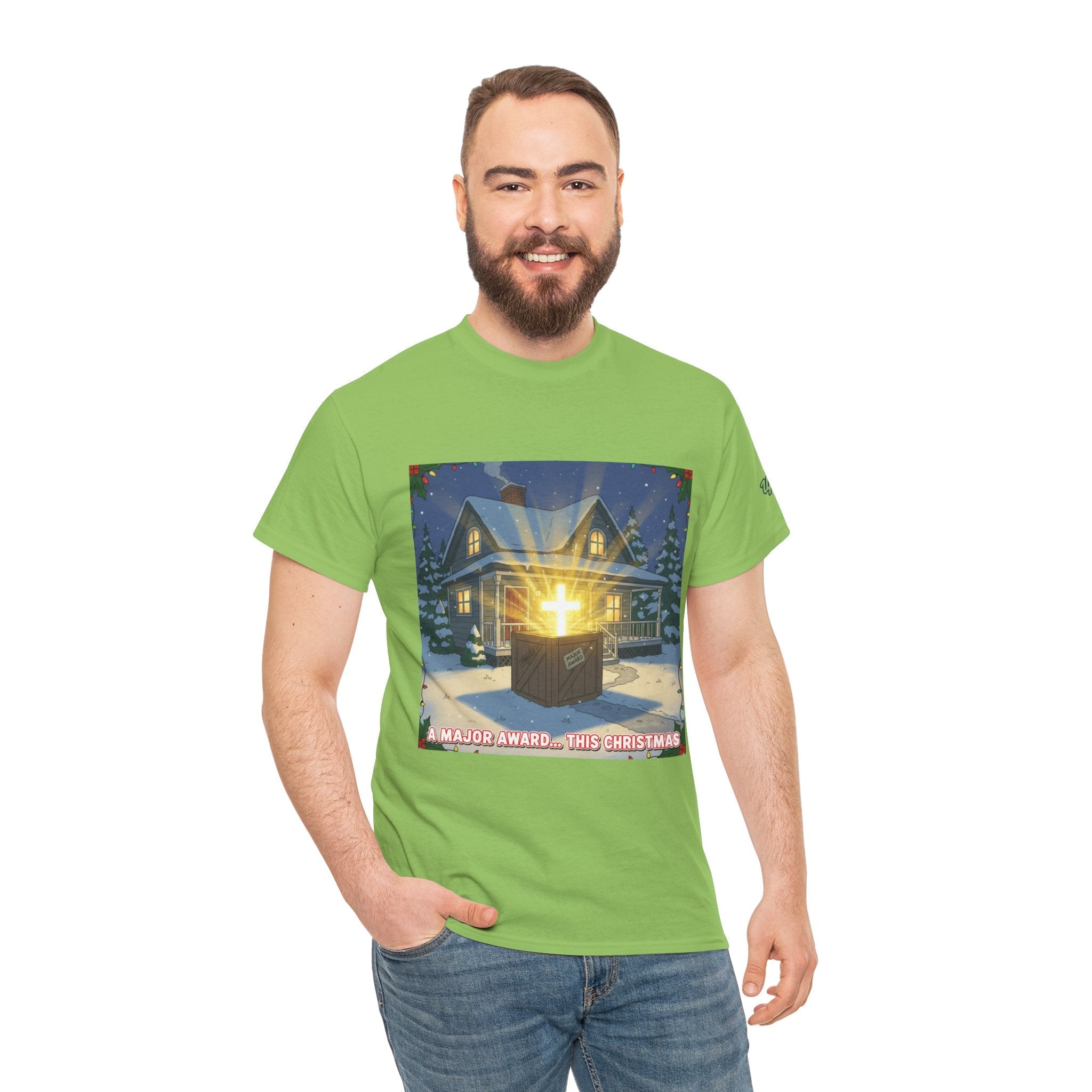 A Major Award This Christmas T-shirt – Fragile Leg Lamp Parody Cross Unboxing Christian T-shirt for Hilarious Faith & Holiday Glow Printify