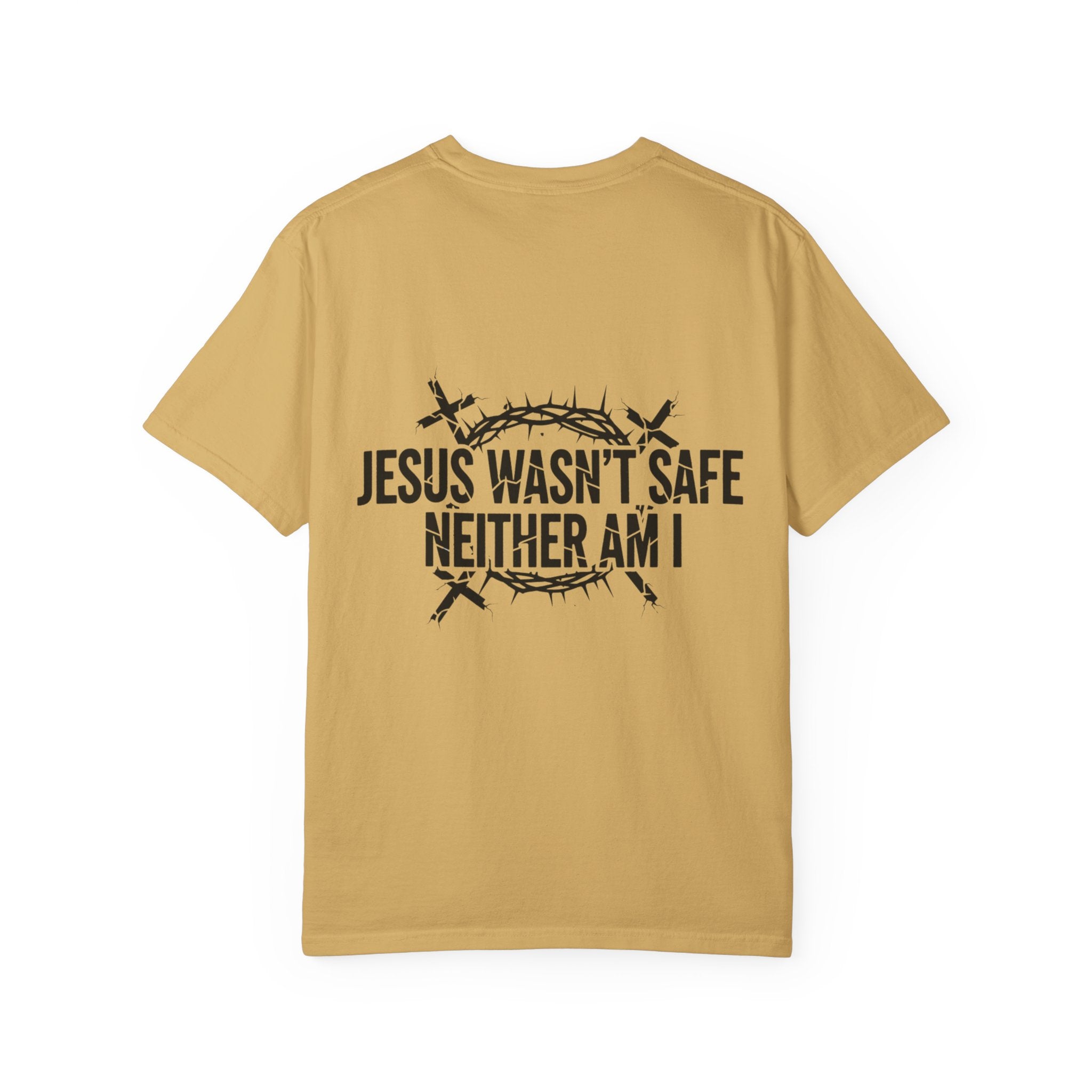 ⚡ Jesus Wasn’t Safe – Neither Am I | Bold Christian T-Shirt | Storm-Walking Faith Tee | Minimalist Black & White Design | Uplifted Gear Printify