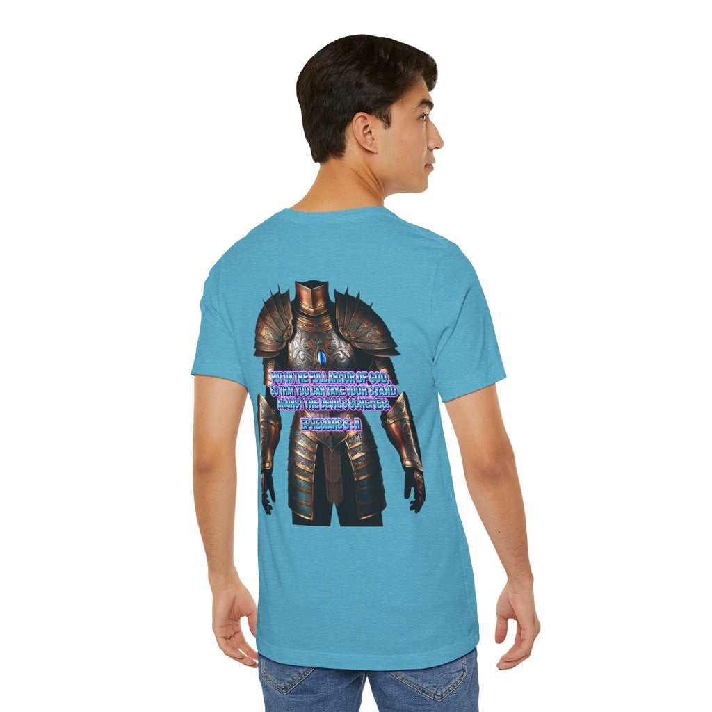 Religious Graphic Tee with Armor Of God Design Unisex Jersey Short Sleeve Tee Printify