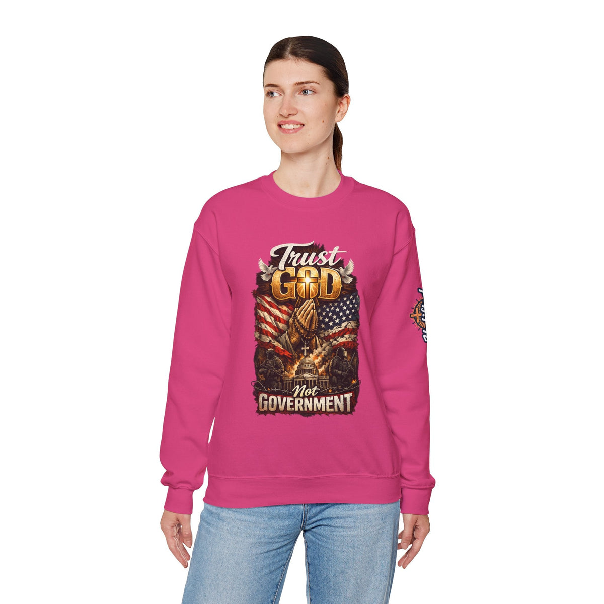 Trust God Not Government Sweatshirt — Vintage Patriotic Christian Sweatshirt Printify