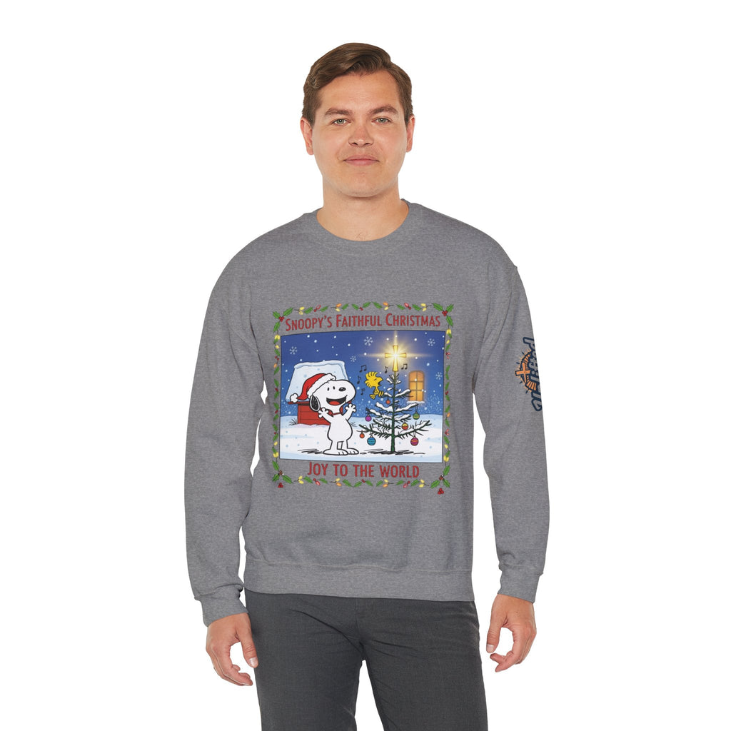 🎄 Faithful Christmas Friends – Christian Holiday Sweatshirt | Festive Tree & Cartoon Duo | Heartwarming Christmas Tee by Uplifted Gear Printify