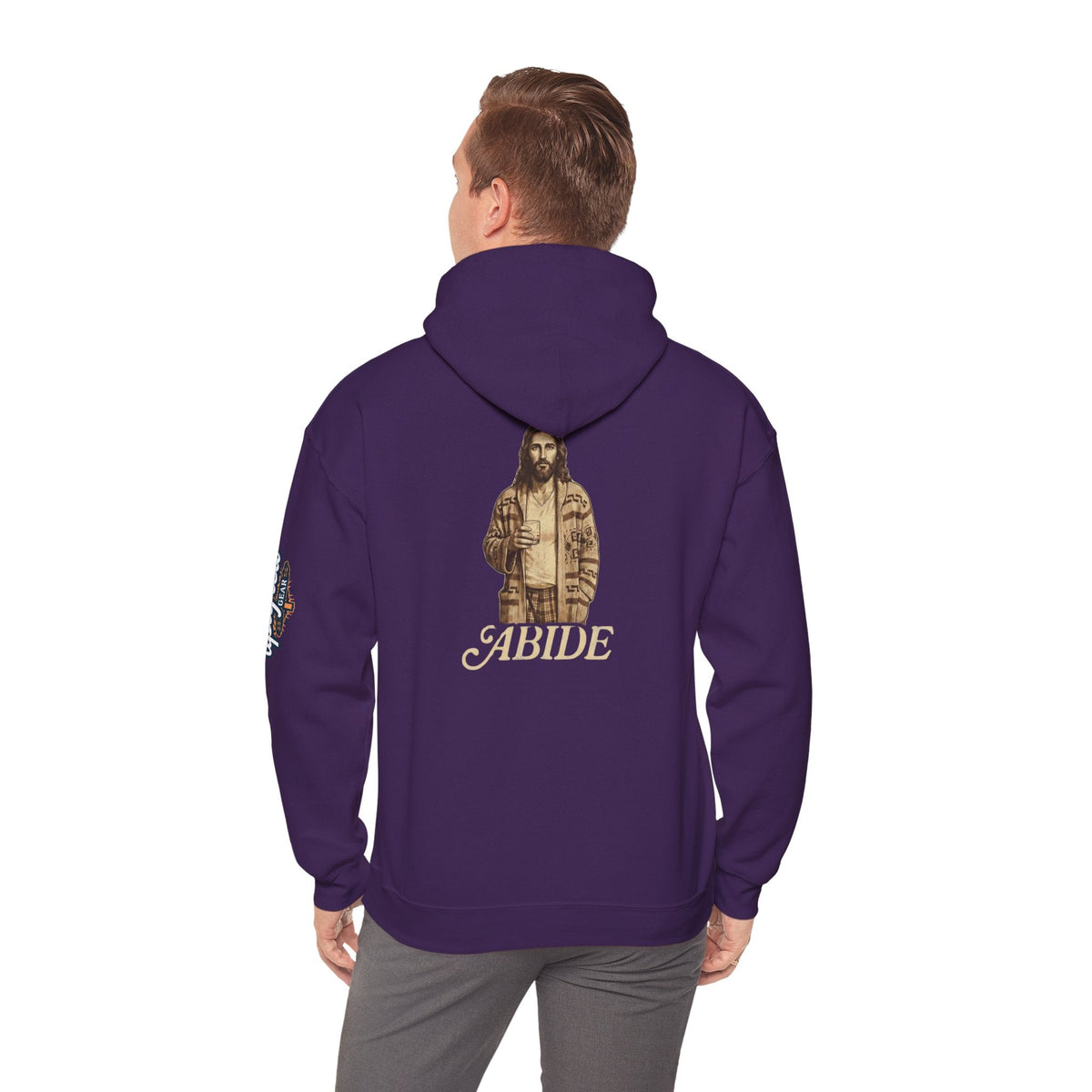 Abide Jesus Hoodie — Vintage 'The Dude' Religious Graphic Hoodie Printify