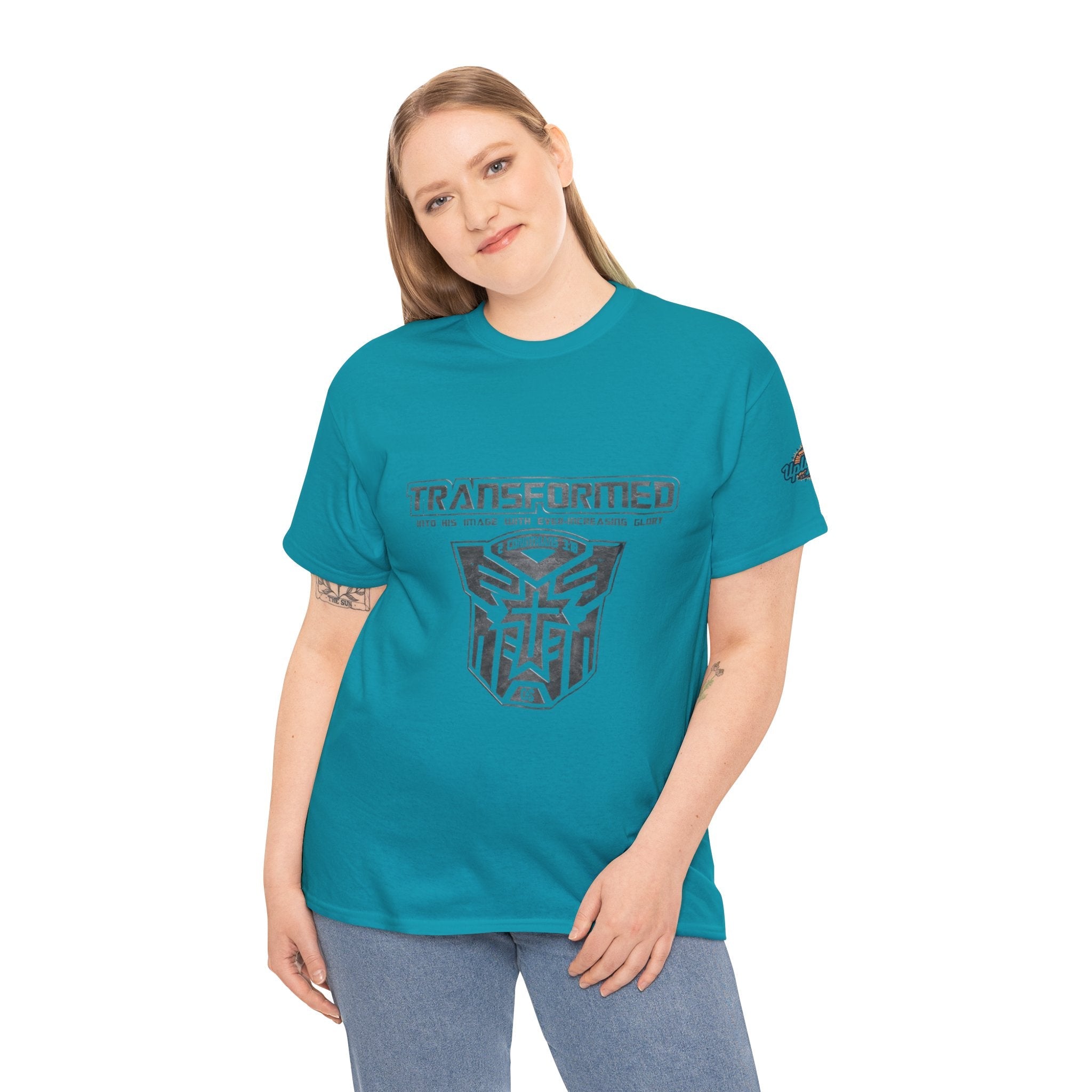 Transformer Logo Christian T-shirt | 2 Corinthians 3:18 Bible Verse T-shirt Printify