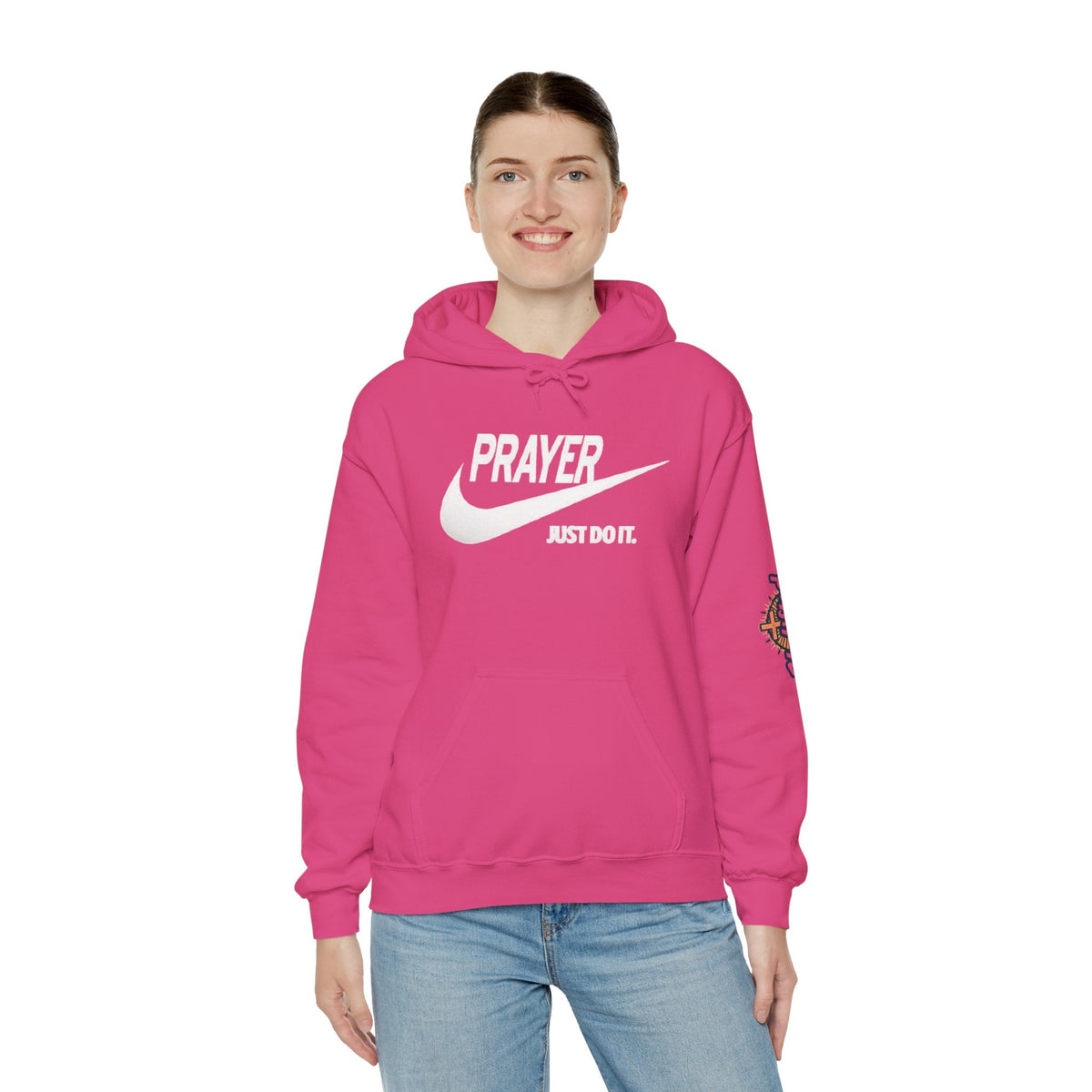 Prayer Just Do It Hoodie - Funny Christian Nike Parody Hoodie - Faith Gear Printify