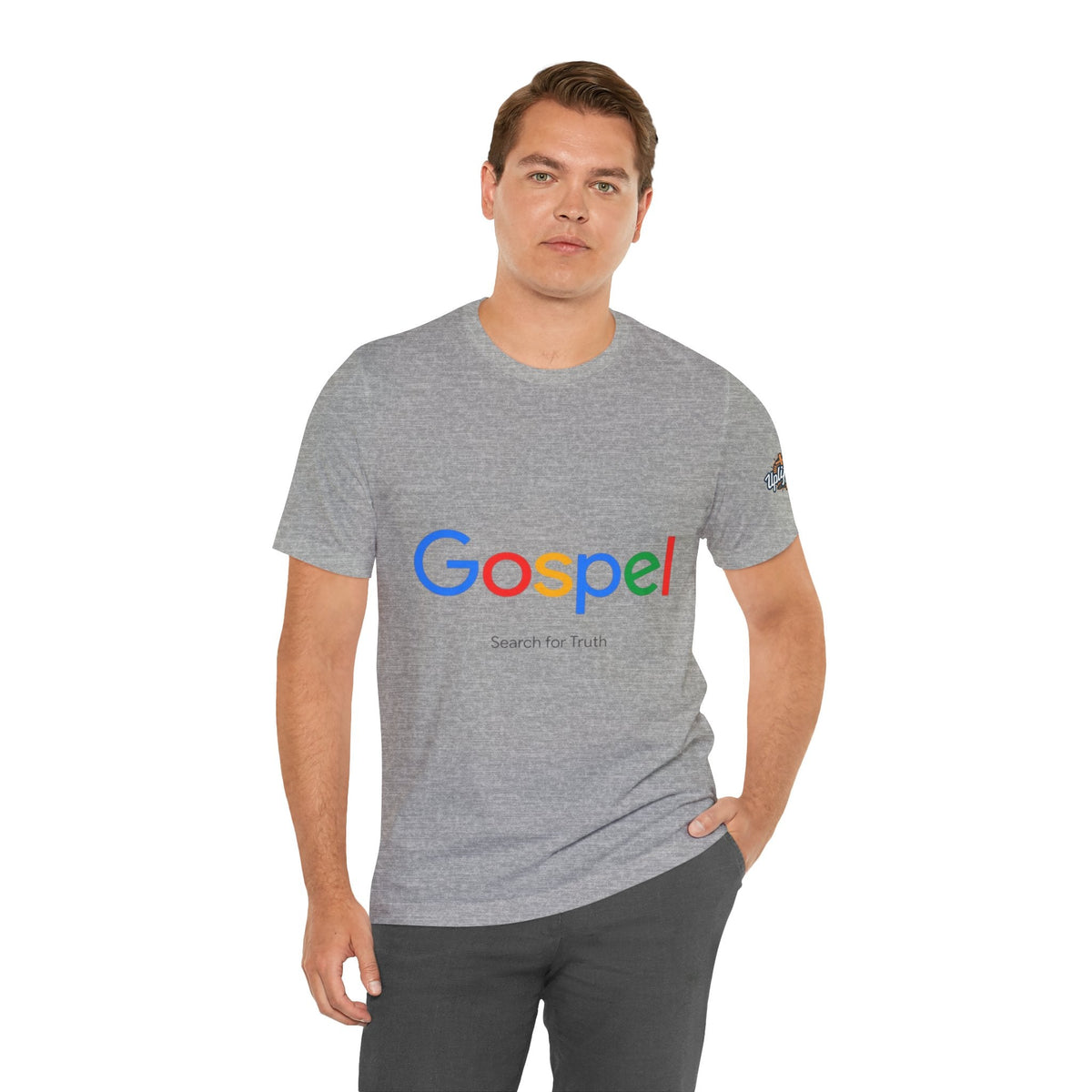 Gospel Graphic Tee — "Gospel" Colorful Logo Christian T-Shirt Printify