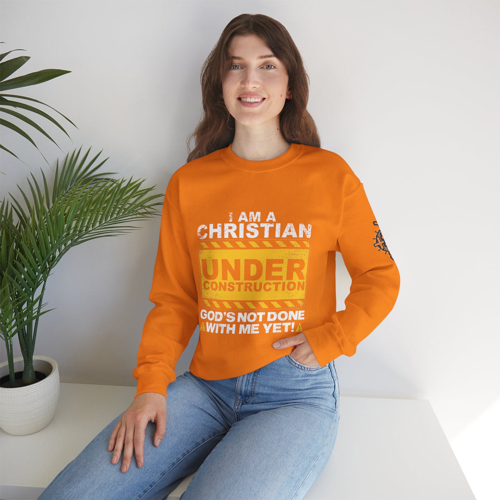 Christian Under Construction Sweatshirt | God Is Not Done With Me Yet Sweatshirt Printify