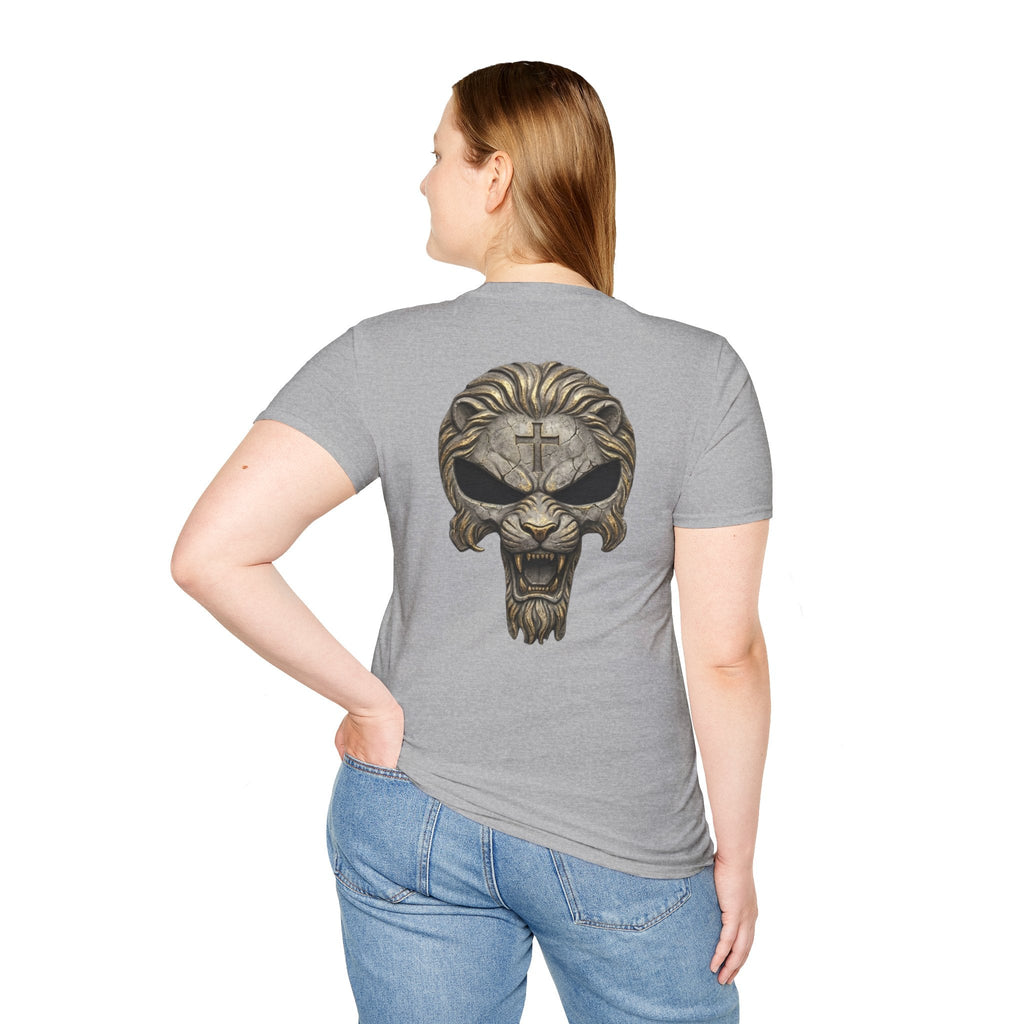 Lion of Judah Skull Christian T-shirt - Warrior Faith Cross T-shirt Printify