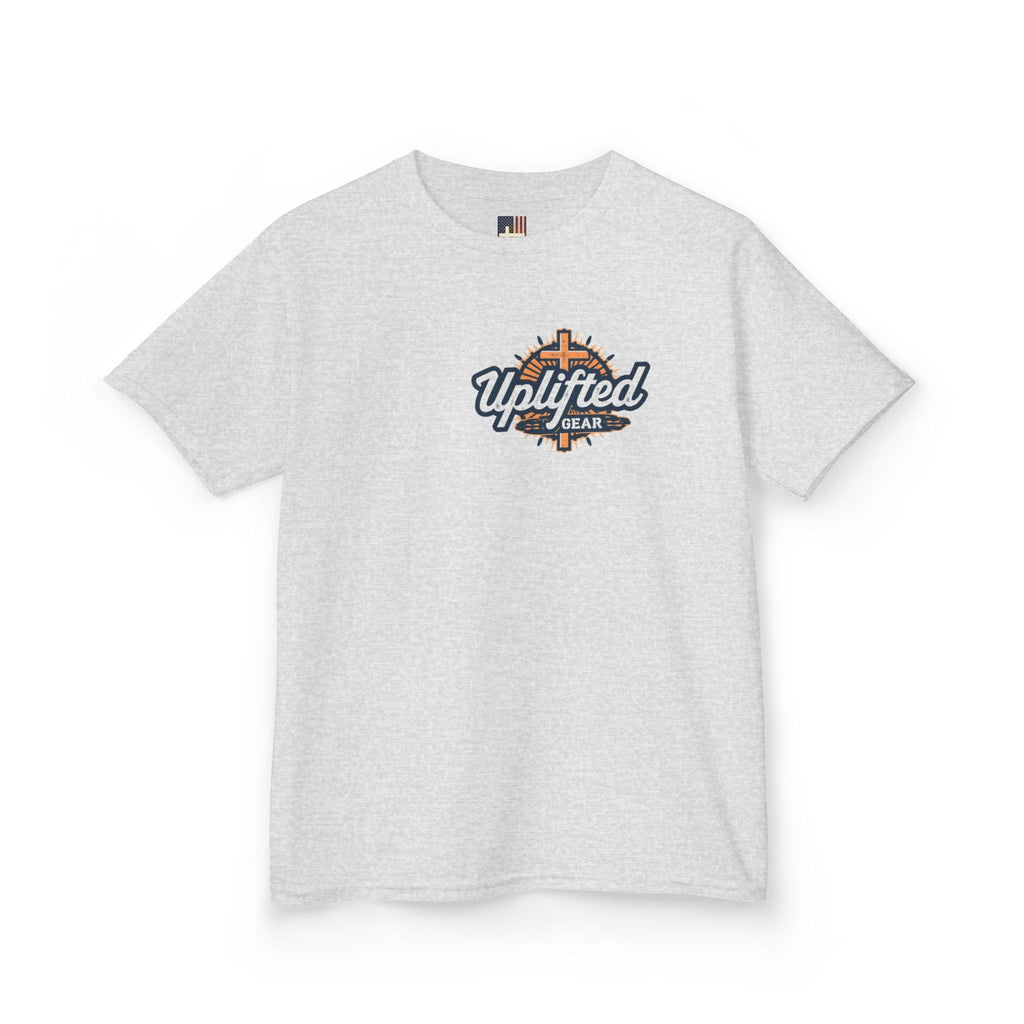✨ Chosen. Loved. Redeemed. – Elegant Christian Kids T-Shirt | Gold Foil Faith Tee | Subtle Cross & Heart Design | Inspirational Bible Verse Apparel by Uplifted Gear Printify