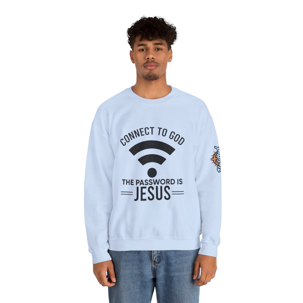 Connect to God Sweatshirt - WIFI Password is Jesus - Funny Christian Faith Sweatshirt Printify