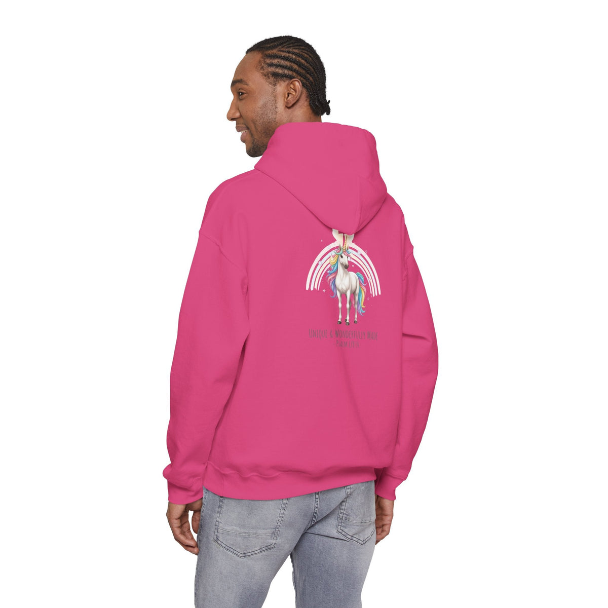 Unique Unicorn Hoodie – Rainbow Cross Psalm 139:14 Christian Hoodie for Wonderfully Made Printify