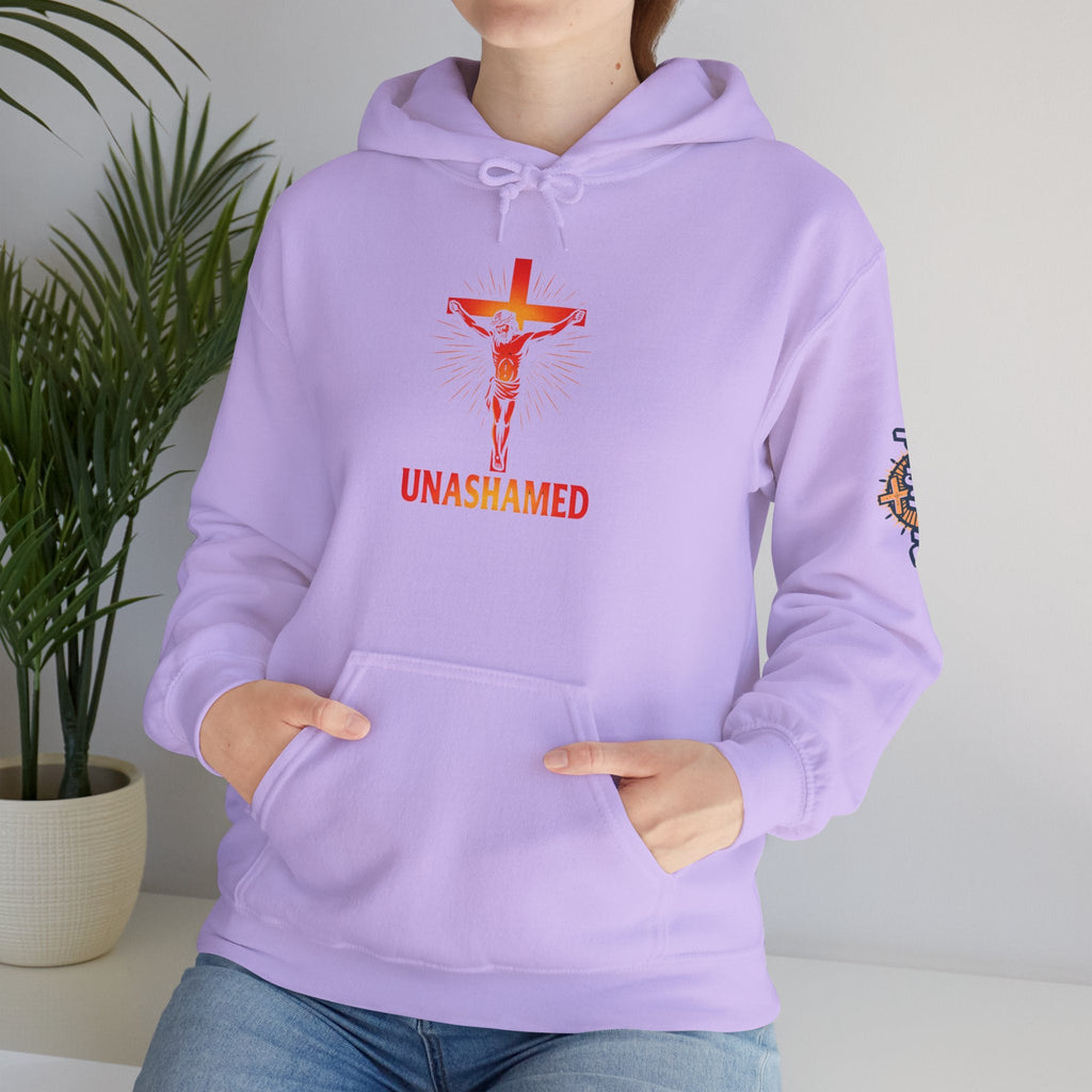 Unashamed Hoodie – Romans 1:16 Crucifixion Christian Sweatshirt for Bold Unwavering Faith Printify