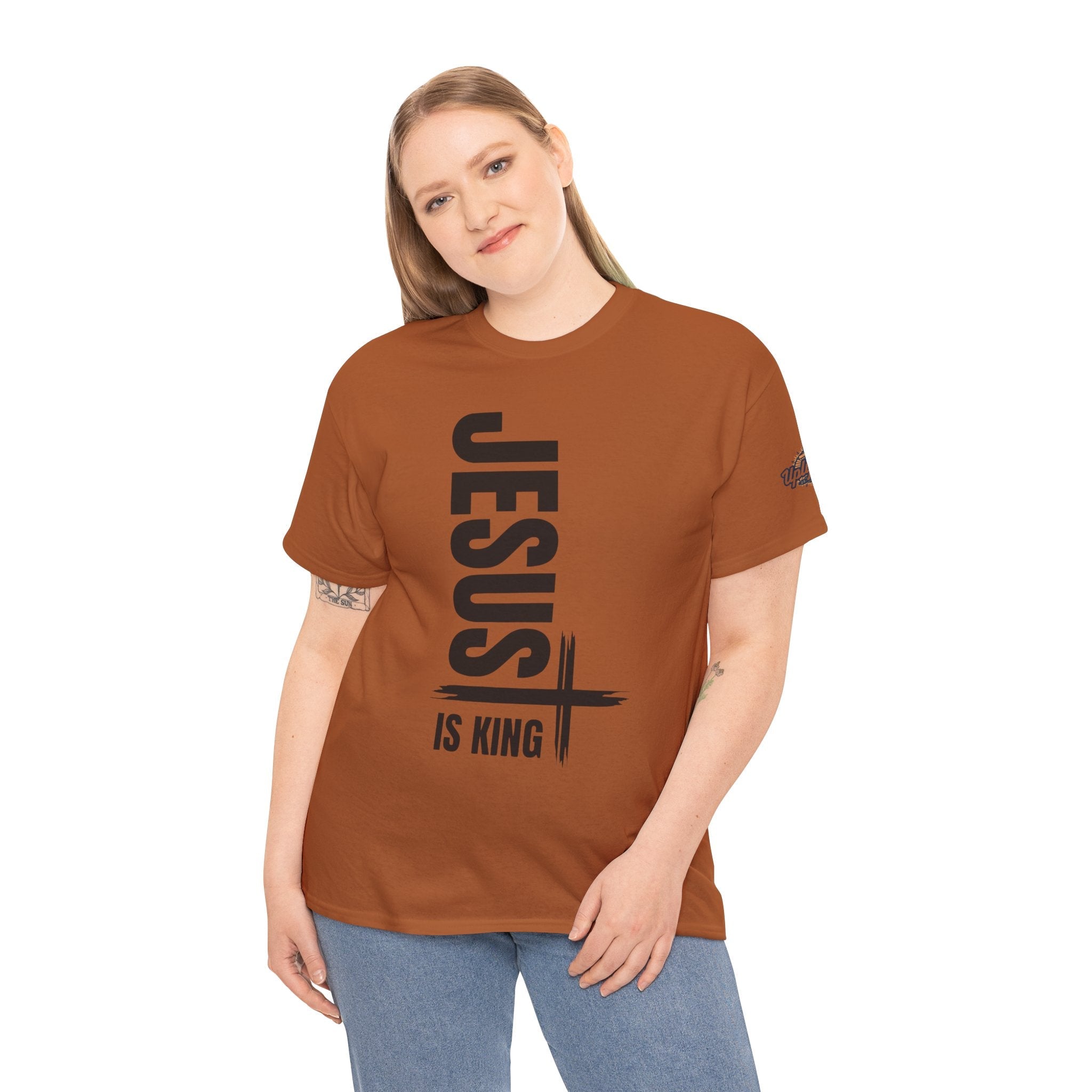 Jesus Is King T-shirt | Modern Typographic Cross Christian T-shirt Printify