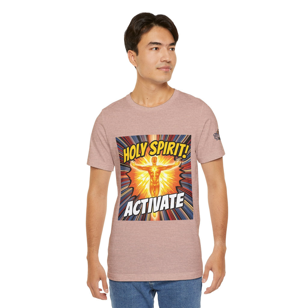 Holy Spirit Activate T-shirt – Superhero Christian T-shirt with Vibrant Power-Up Design for Faith-Fueled Boldness Printify