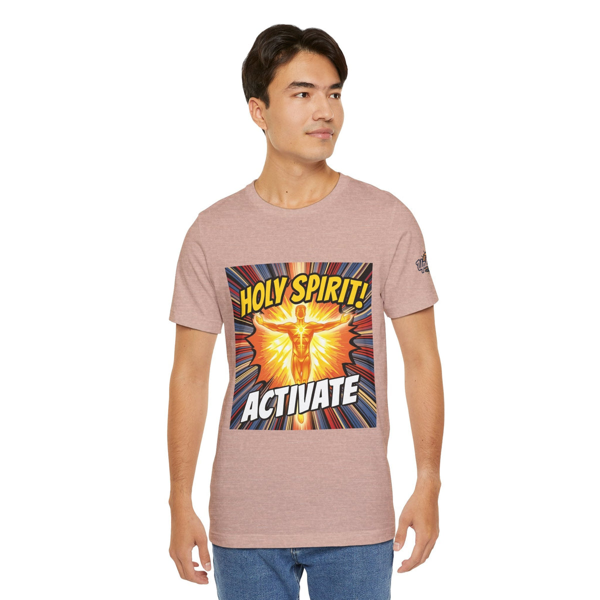 Holy Spirit Activate T-shirt – Superhero Christian T-shirt with Vibrant Power-Up Design for Faith-Fueled Boldness Printify