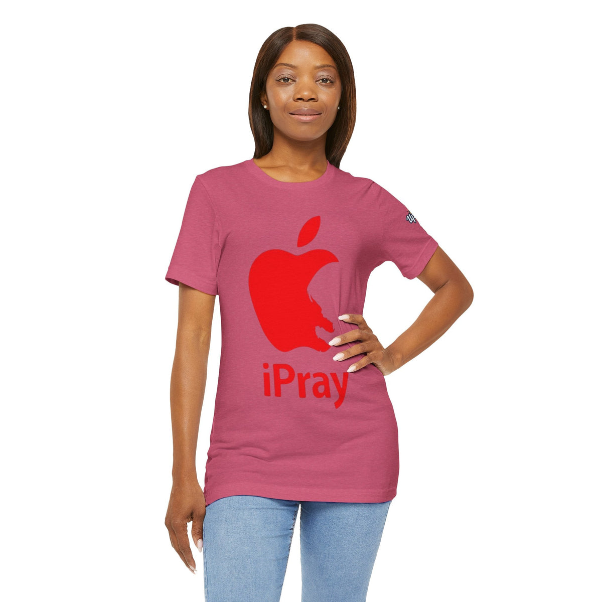 iPray Red Apple Christian T-Shirt — Faith Graphic Tee Printify