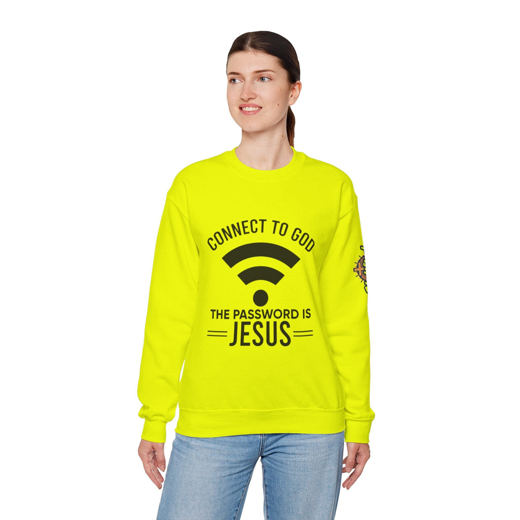 Connect to God Sweatshirt - WIFI Password is Jesus - Funny Christian Faith Sweatshirt Printify