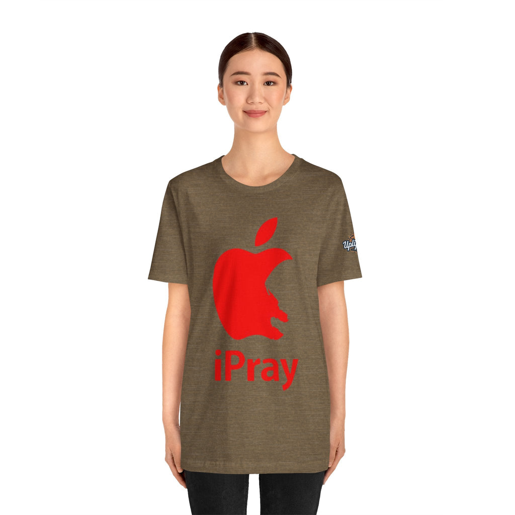 iPray Red Apple Christian T-Shirt — Faith Graphic Tee Printify