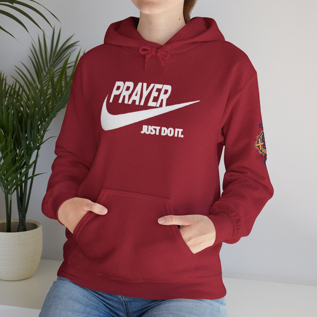 Prayer Just Do It Hoodie - Funny Christian Nike Parody Hoodie - Faith Gear Printify