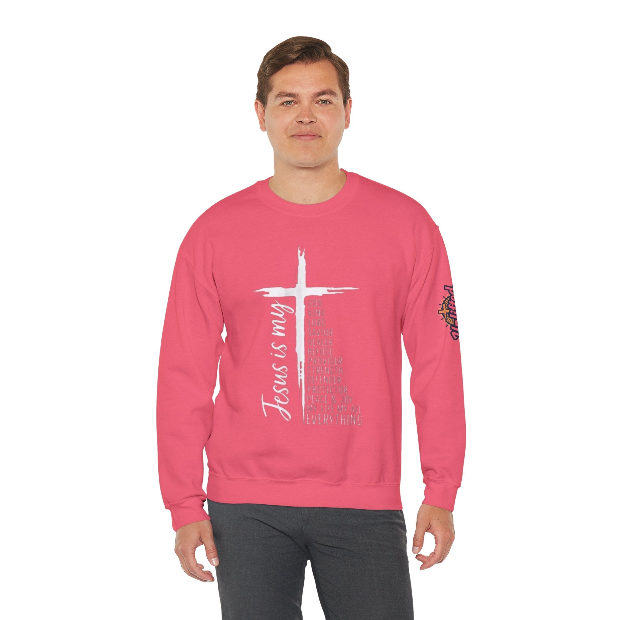 Jesus Is My Everything Sweatshirt – Cross List God King Lord Savior Christian Sweatshirt for Total Surrender Faith Printify