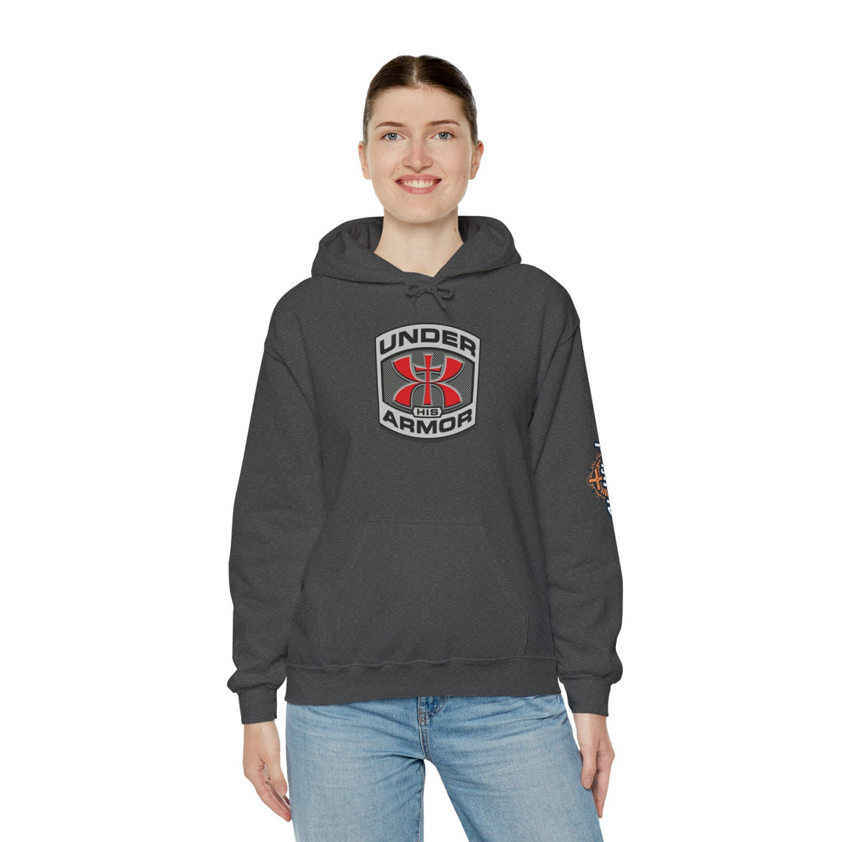 Under Armor Logo Hoodie — Black Athletic Pullover Printify
