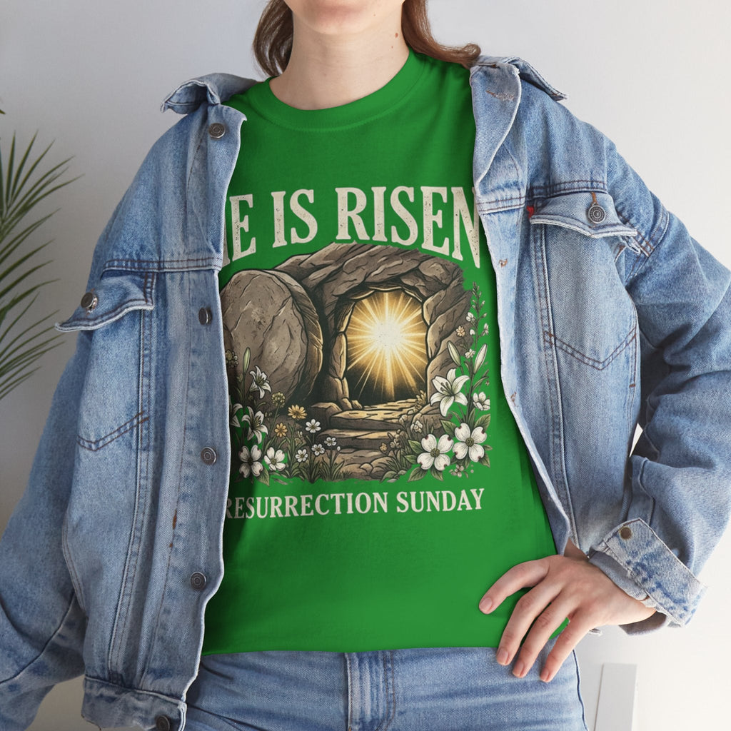 He Is Risen T-Shirt — Jesus Christ Resurrection Easter Tee Printify