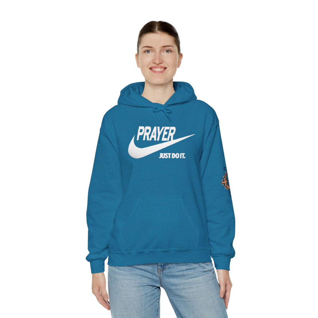 Prayer Just Do It Hoodie - Funny Christian Nike Parody Hoodie - Faith Gear Printify