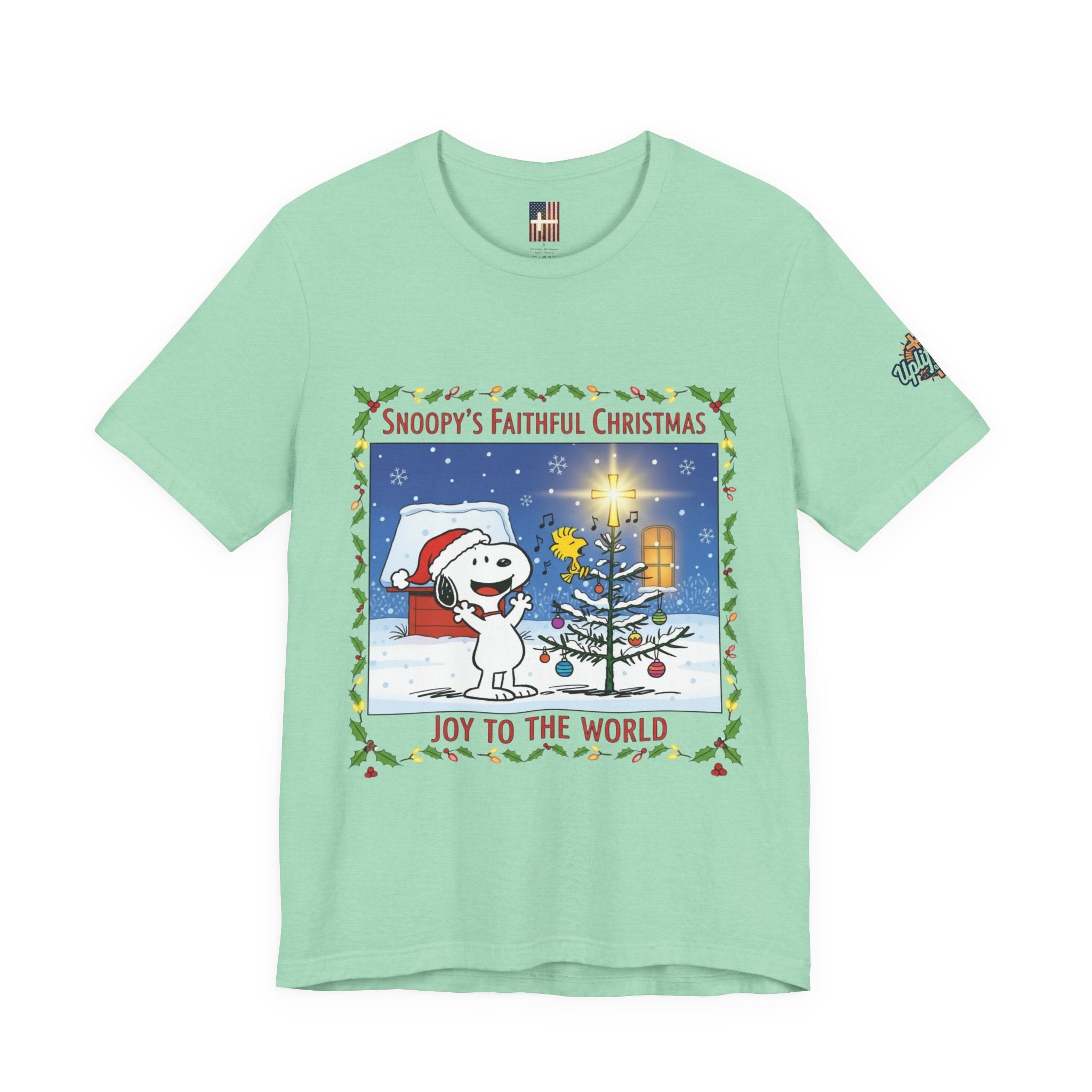 🎄 Faithful Christmas Friends – Christian Holiday T-Shirt | Festive Tree & Cartoon Duo | Heartwarming Christmas Tee by Uplifted Gear Printify