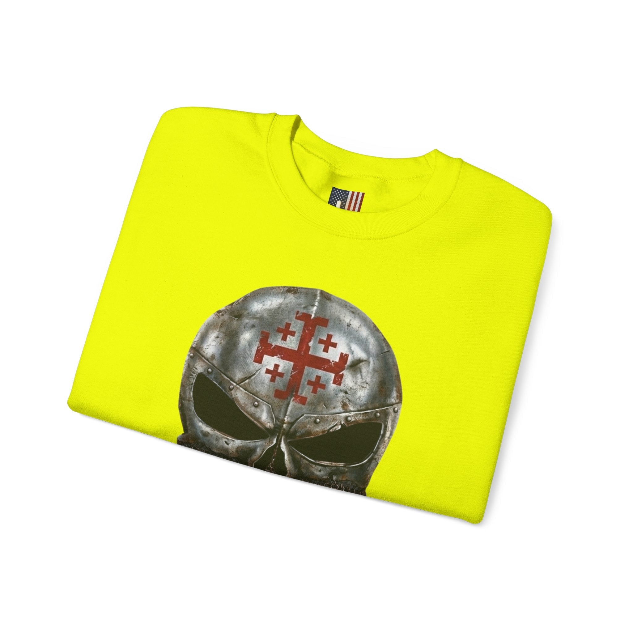 Crusader Knight Christian Skull Sweatshirt - Warrior Armor of God Sweatshirt Printify